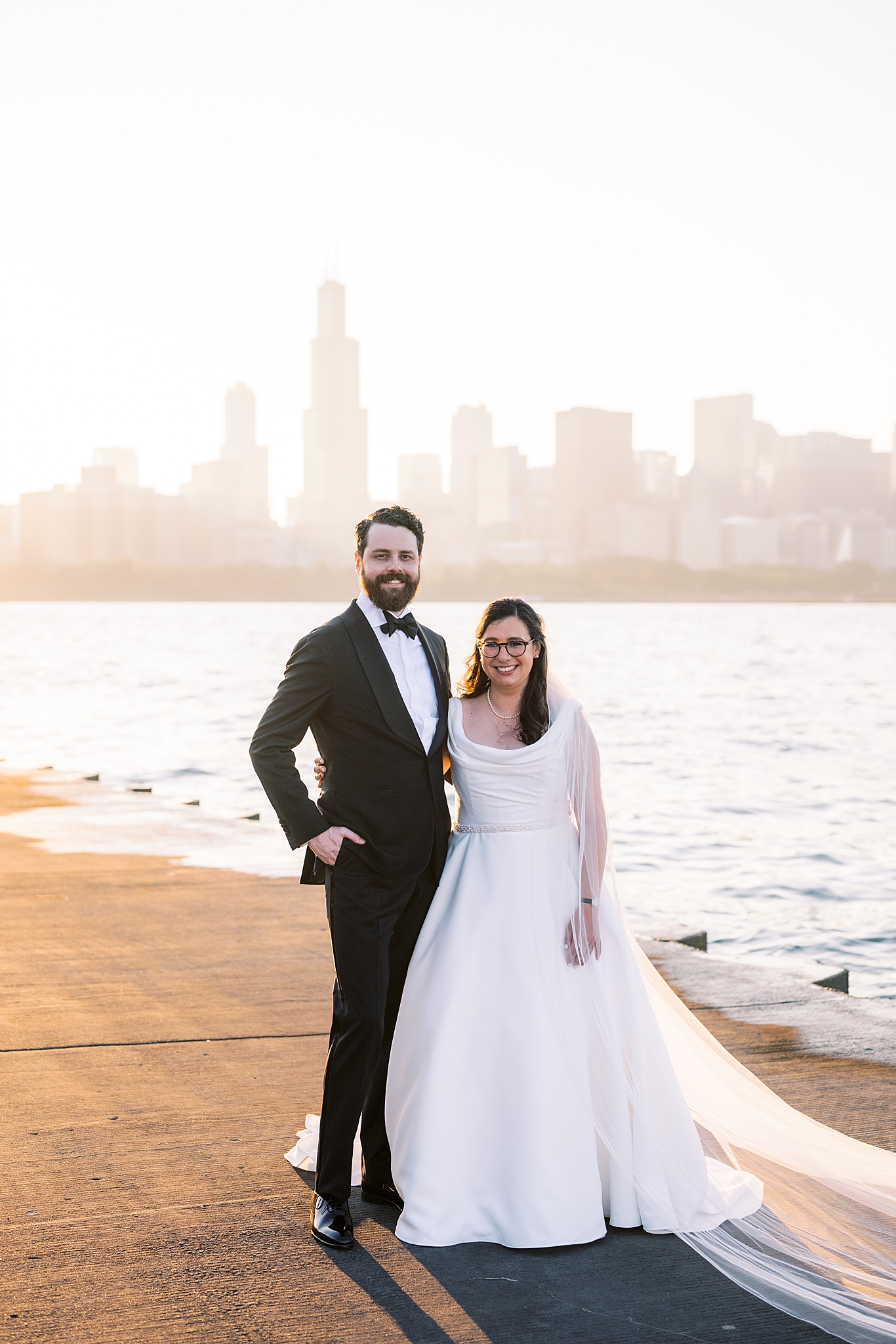 Chicago Museum Campus wedding portraits in Chicago, Illinois with Chicago wedding and portrait photographer Kim Ritchie Photography.
