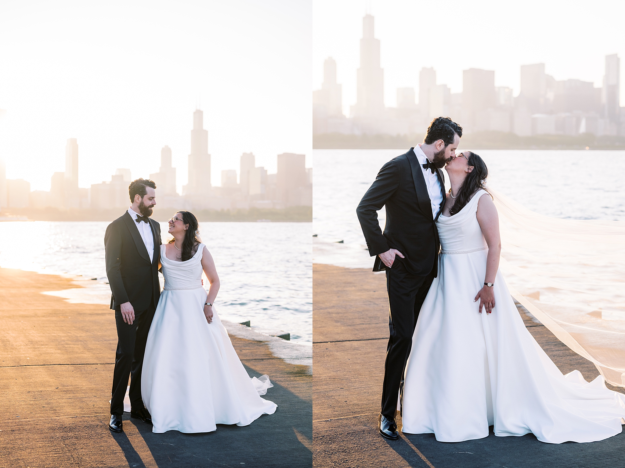 Chicago Museum Campus wedding portraits in Chicago, Illinois with Chicago wedding and portrait photographer Kim Ritchie Photography.