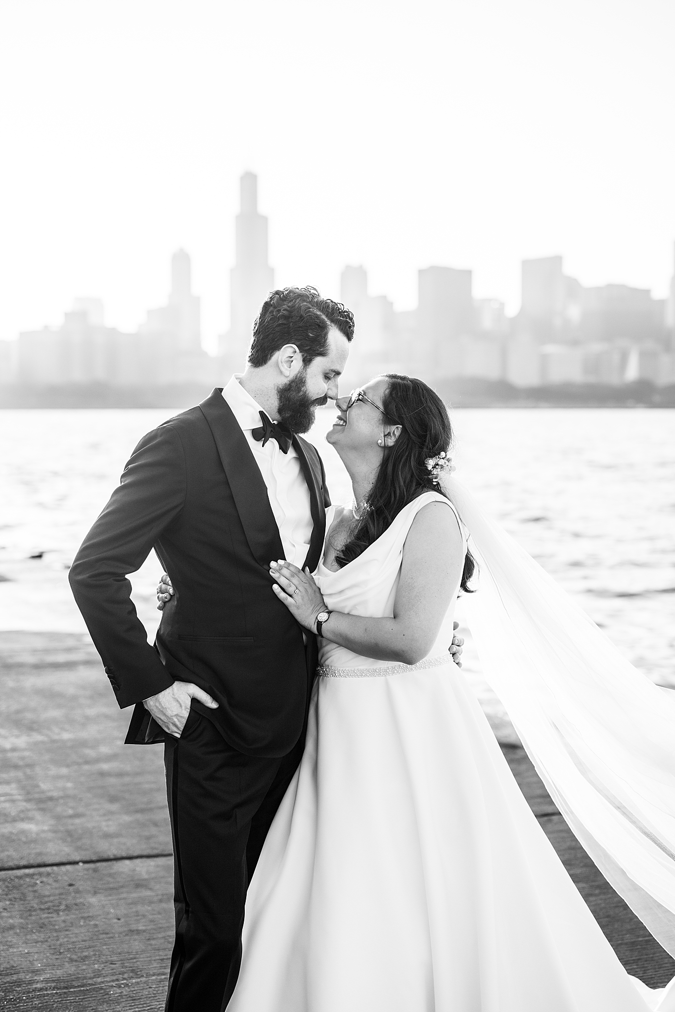 Chicago Museum Campus wedding portraits in Chicago, Illinois with Chicago wedding and portrait photographer Kim Ritchie Photography.