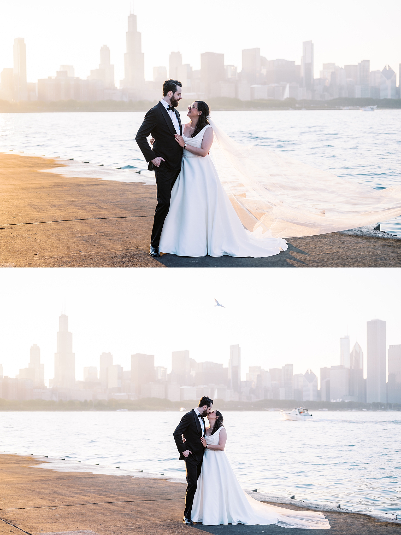 Chicago Museum Campus wedding portraits in Chicago, Illinois with Chicago wedding and portrait photographer Kim Ritchie Photography.