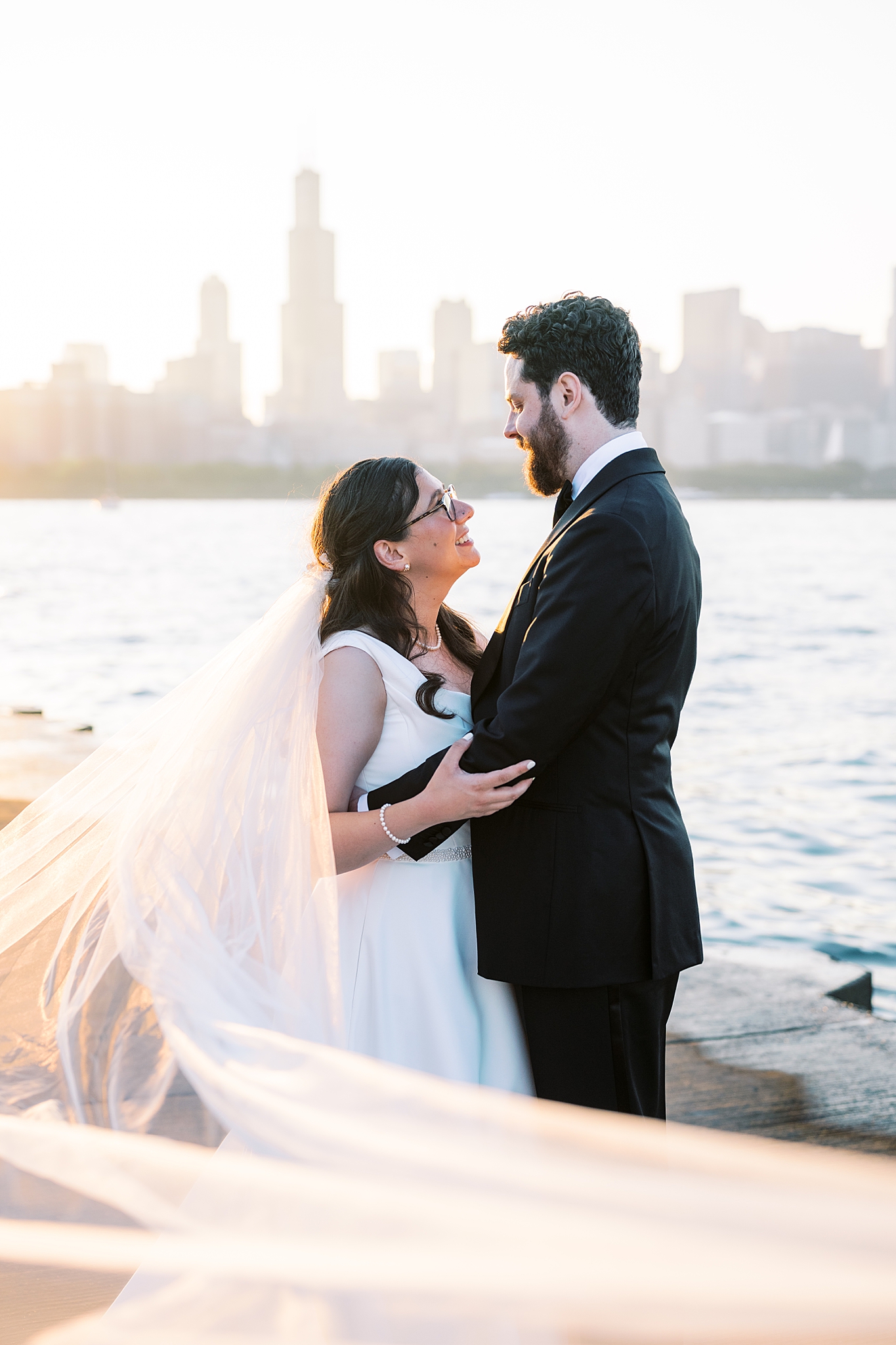 Chicago Museum Campus wedding portraits in Chicago, Illinois with Chicago wedding and portrait photographer Kim Ritchie Photography.