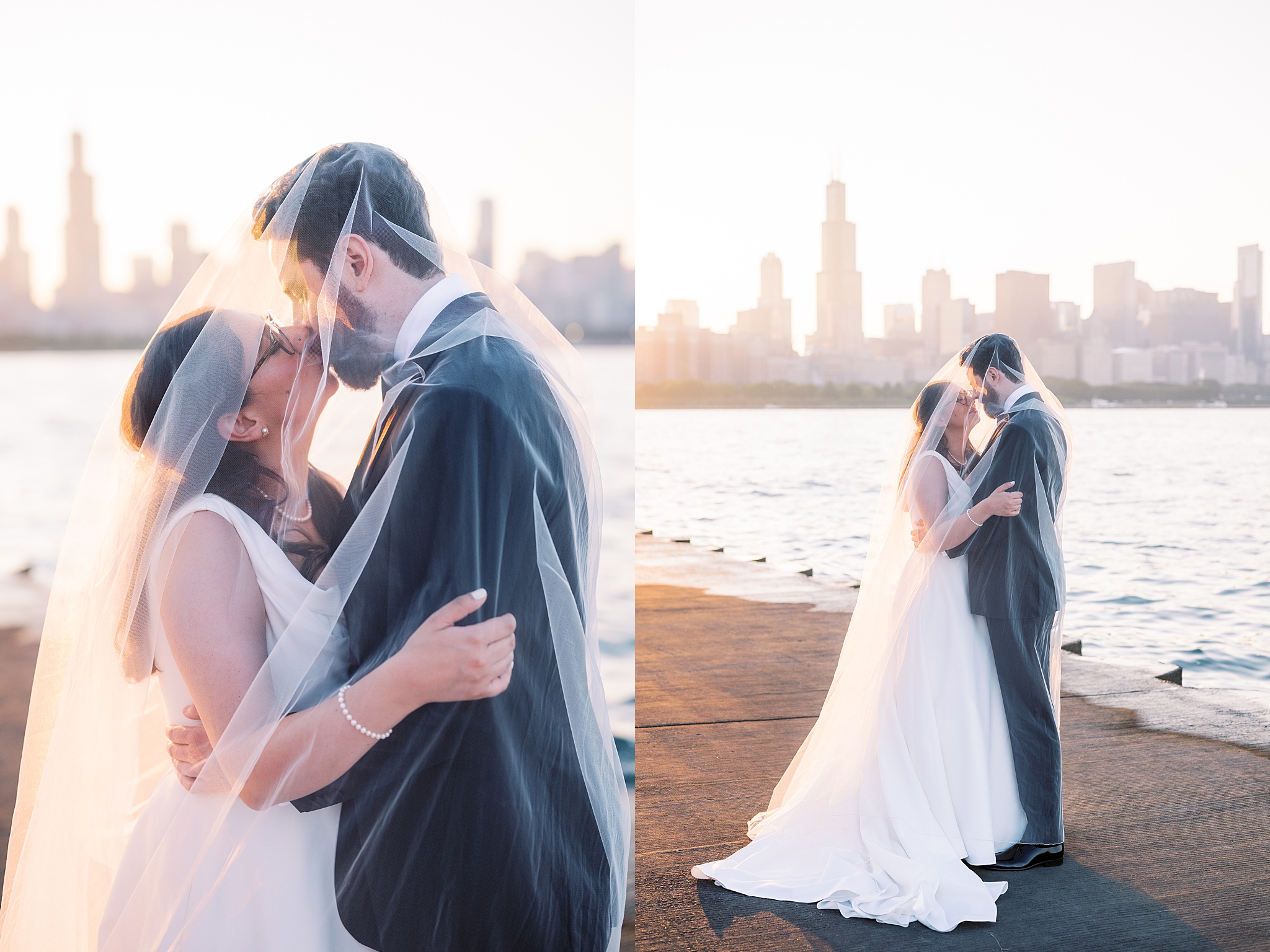 Chicago Museum Campus wedding portraits in Chicago, Illinois with Chicago wedding and portrait photographer Kim Ritchie Photography.