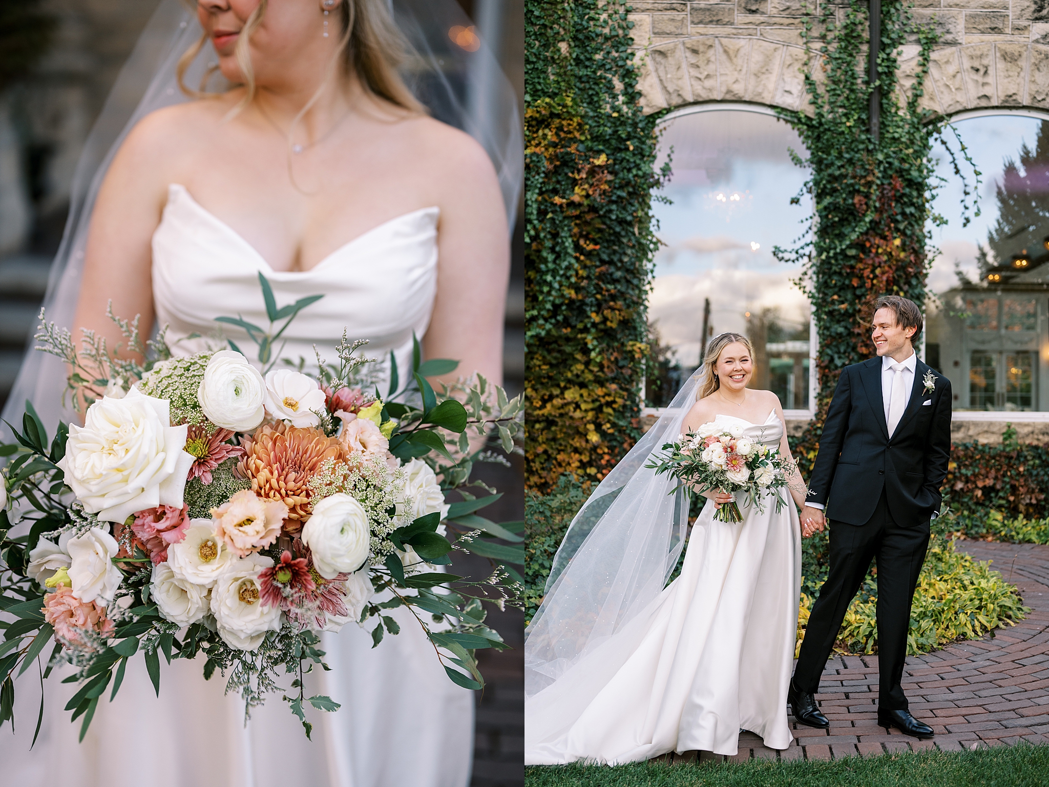 Fall wedding day at The Haley Mansion in Joliet, Illinois with Chicago wedding and portrait photographer Kim Ritchie Photography.