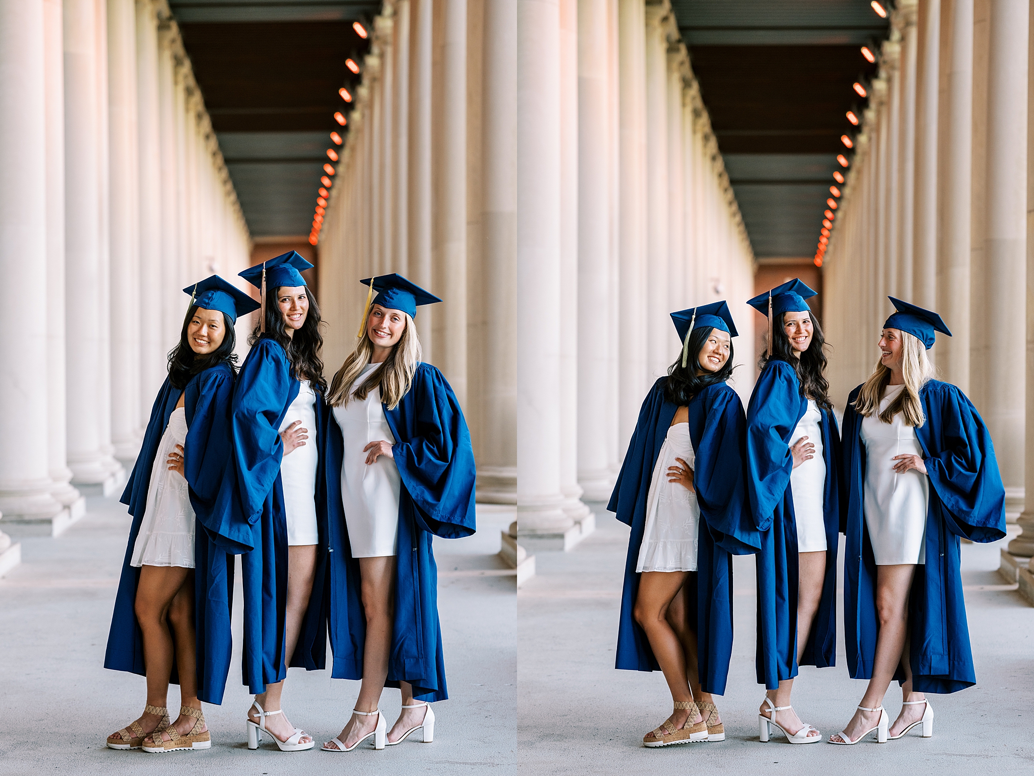 Graduation portraits at the University of Illinois in Champaign-Urbana featuring cap and gown photos at iconic UIUC locations by Kim Ritchie Photography.