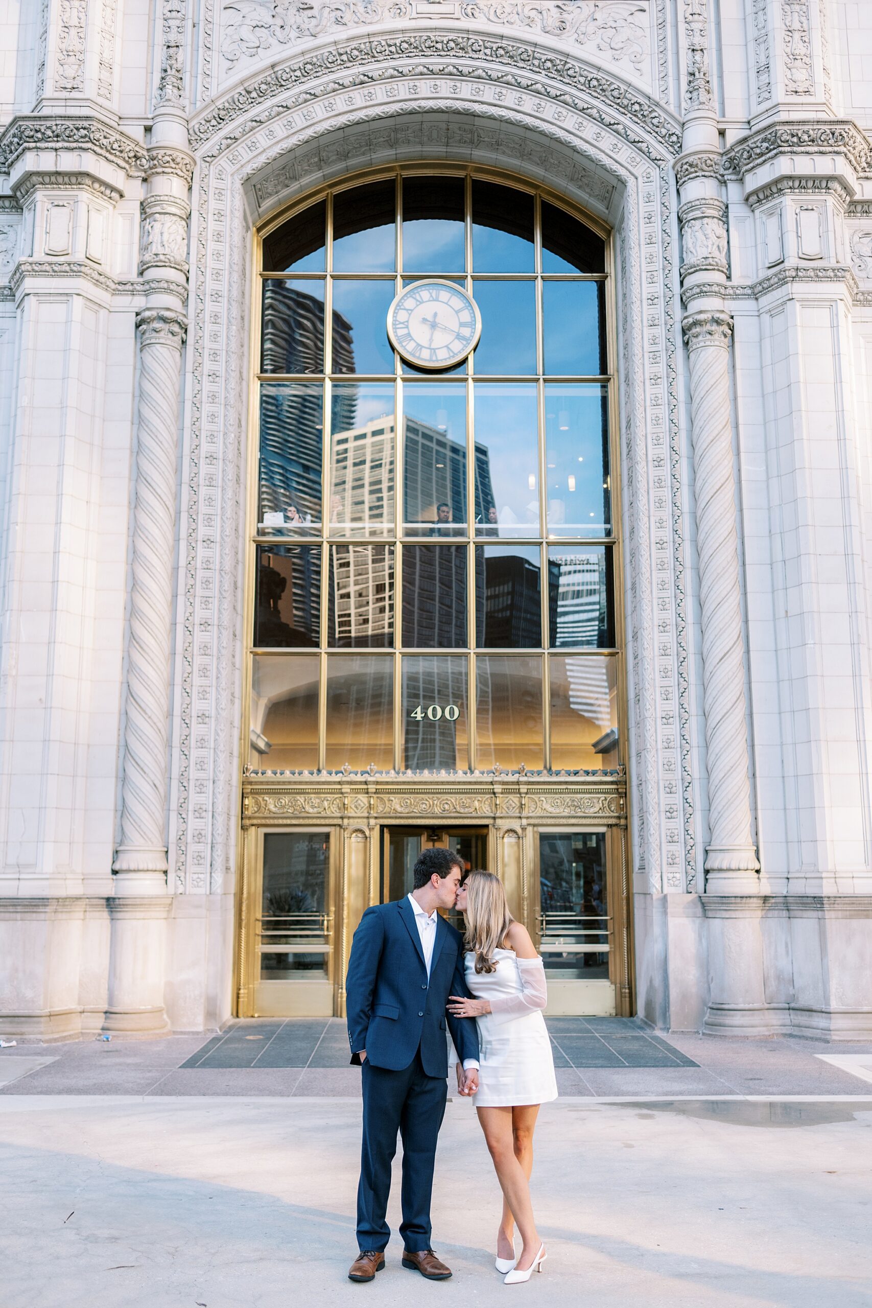 Summer engagement photos at the Wrigley Building & North Avenue Beach with Chicago wedding photographer Kim Ritchie Photography.