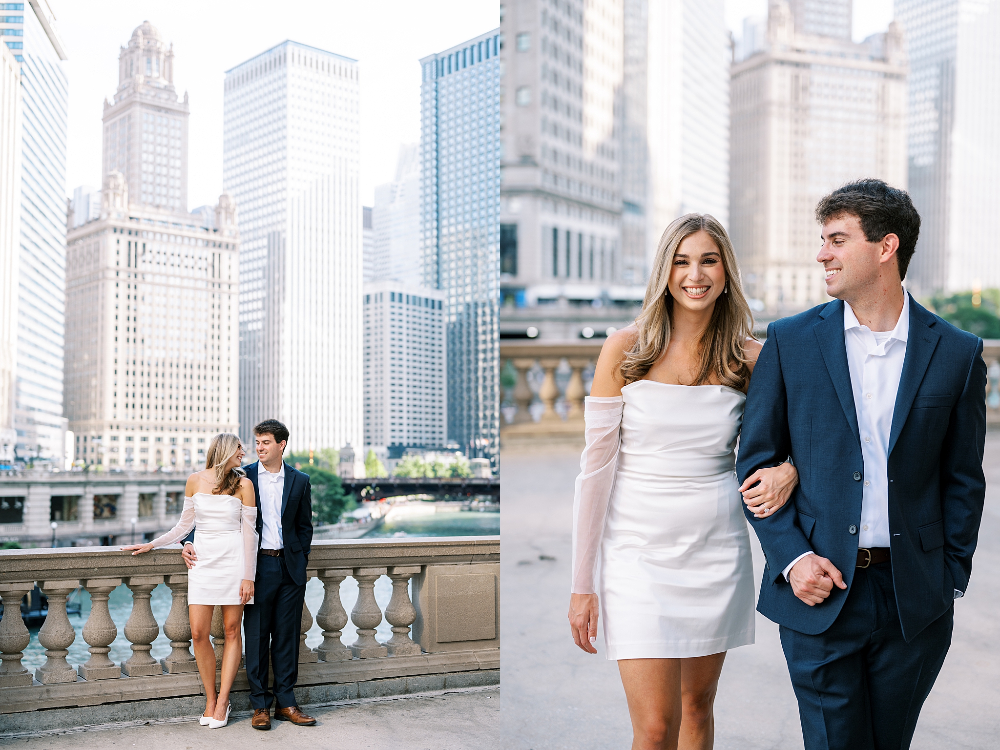 Summer engagement photos at the Wrigley Building & North Avenue Beach with Chicago wedding photographer Kim Ritchie Photography.
