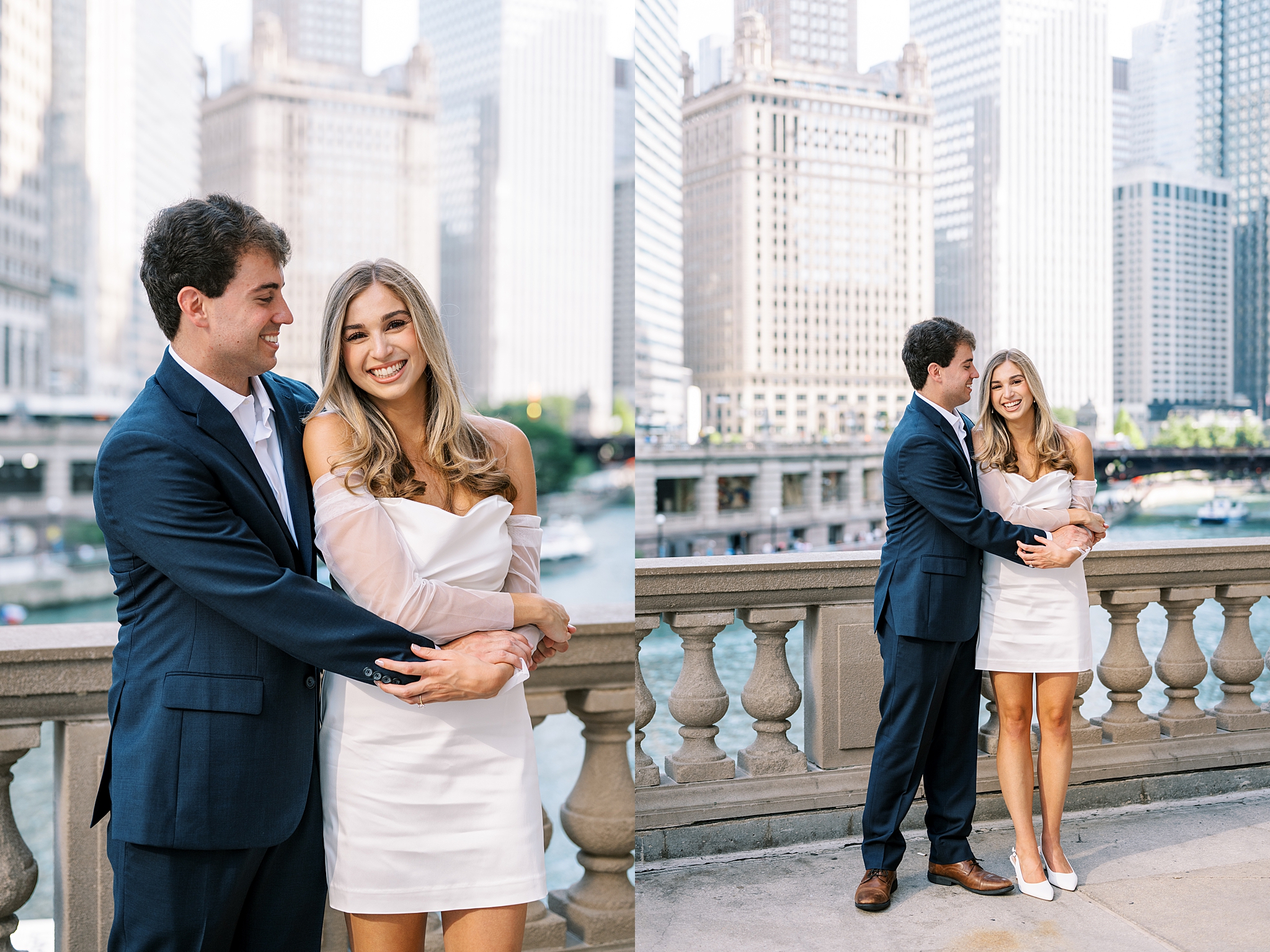 Summer engagement photos at the Wrigley Building & North Avenue Beach with Chicago wedding photographer Kim Ritchie Photography.