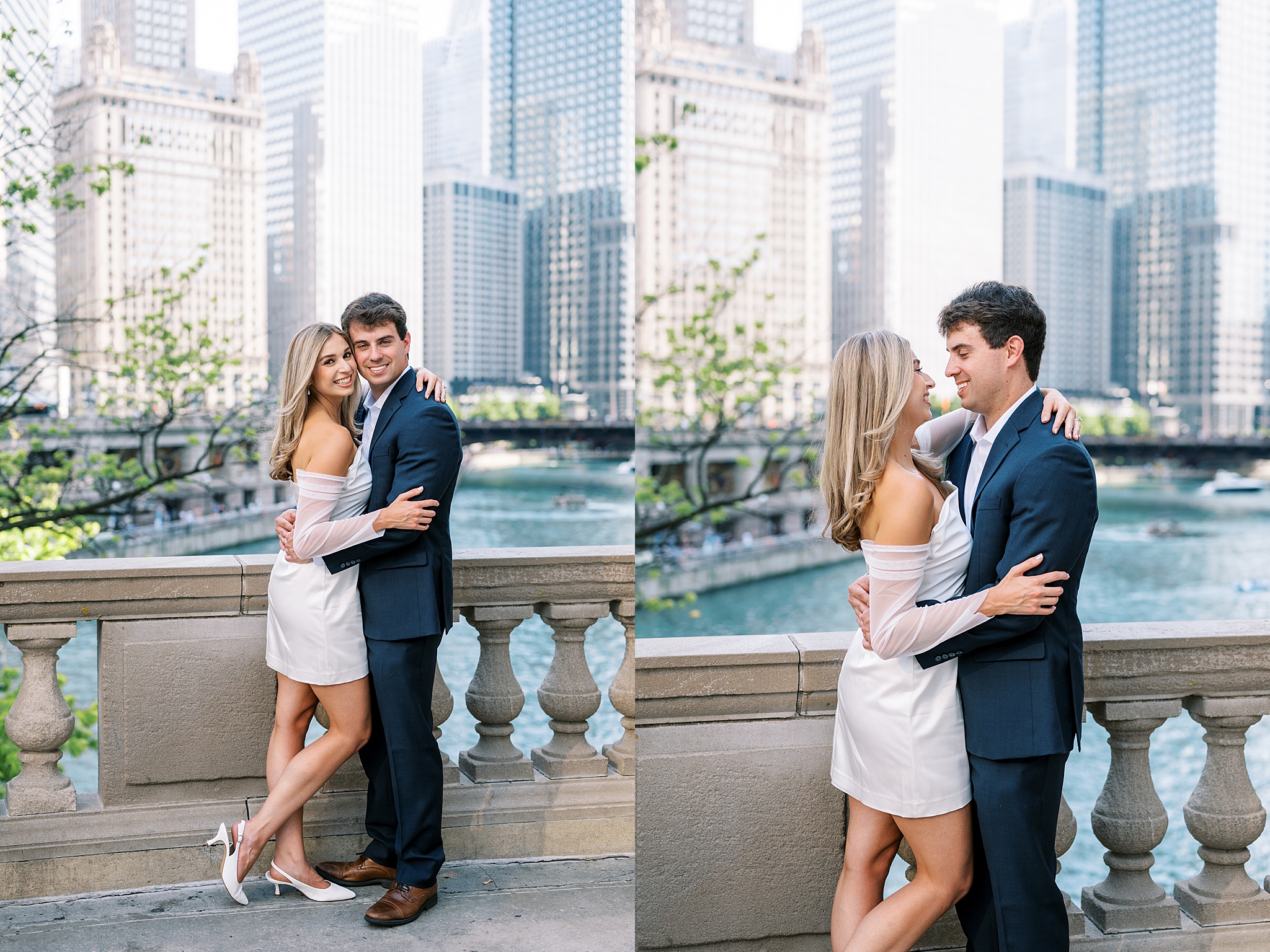 Summer engagement photos at the Wrigley Building & North Avenue Beach with Chicago wedding photographer Kim Ritchie Photography.