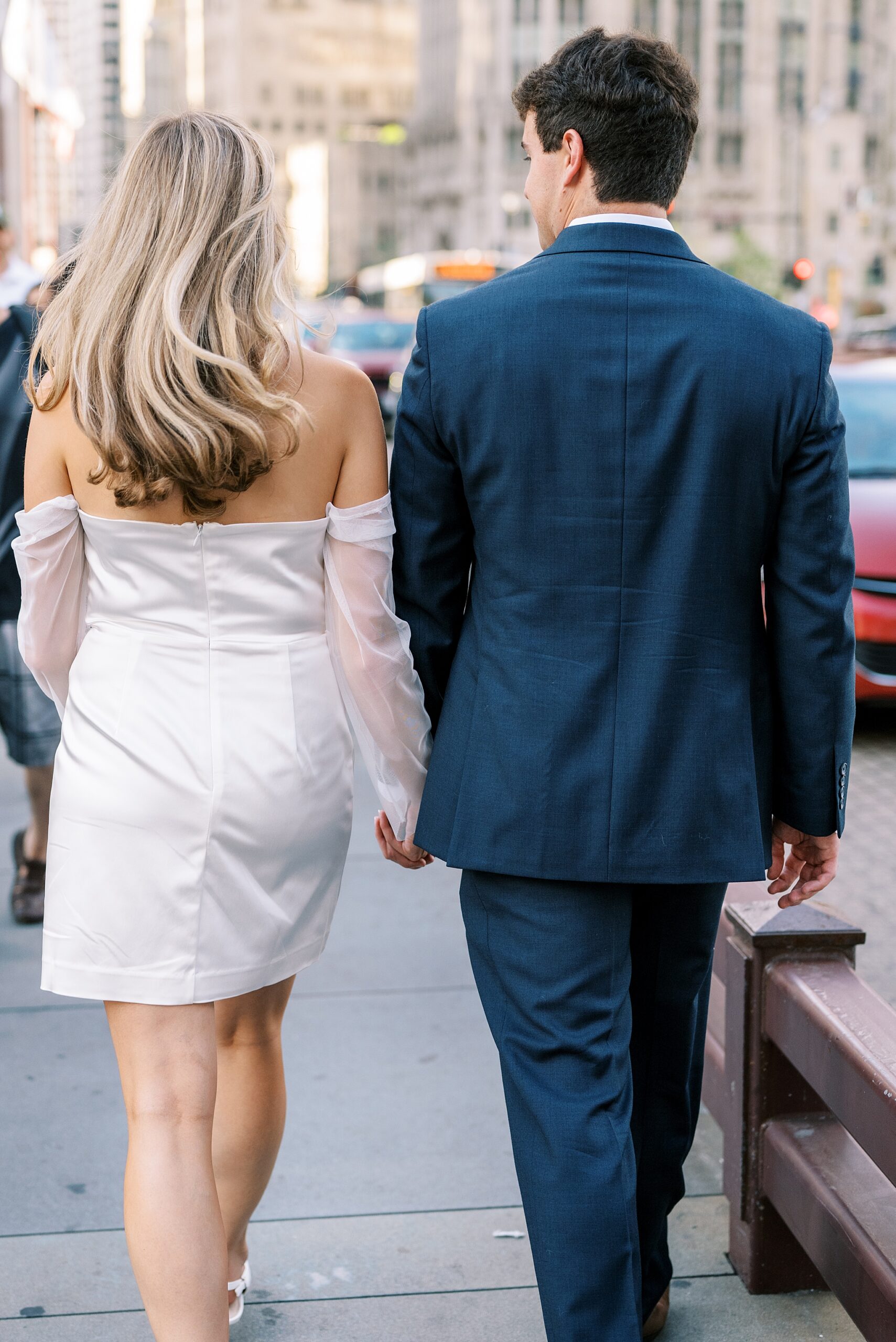 Summer engagement photos at the Wrigley Building & North Avenue Beach with Chicago wedding photographer Kim Ritchie Photography.