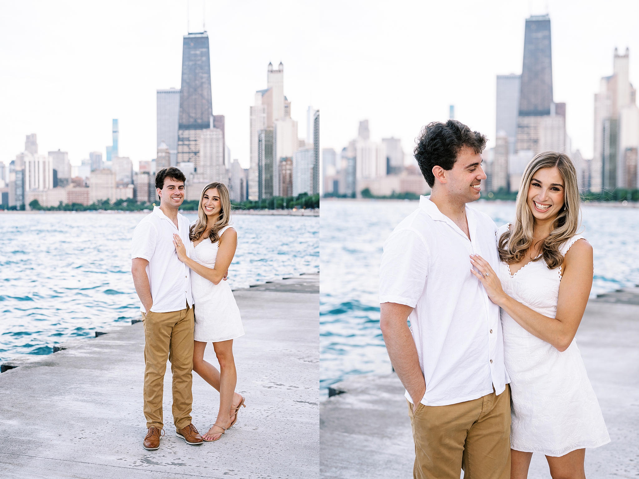 Summer engagement photos at the Wrigley Building & North Avenue Beach with Chicago wedding photographer Kim Ritchie Photography.