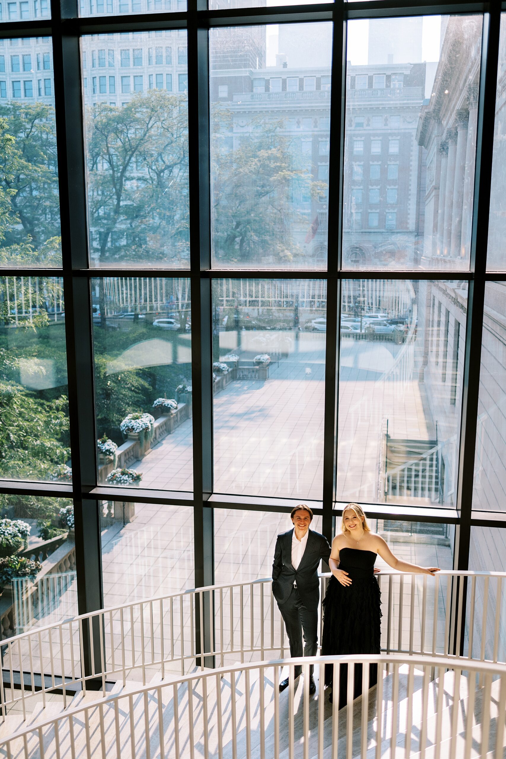 Summer engagement photos at The Art Institute in Chicago with Chicago wedding photographer Kim Ritchie Photography.
