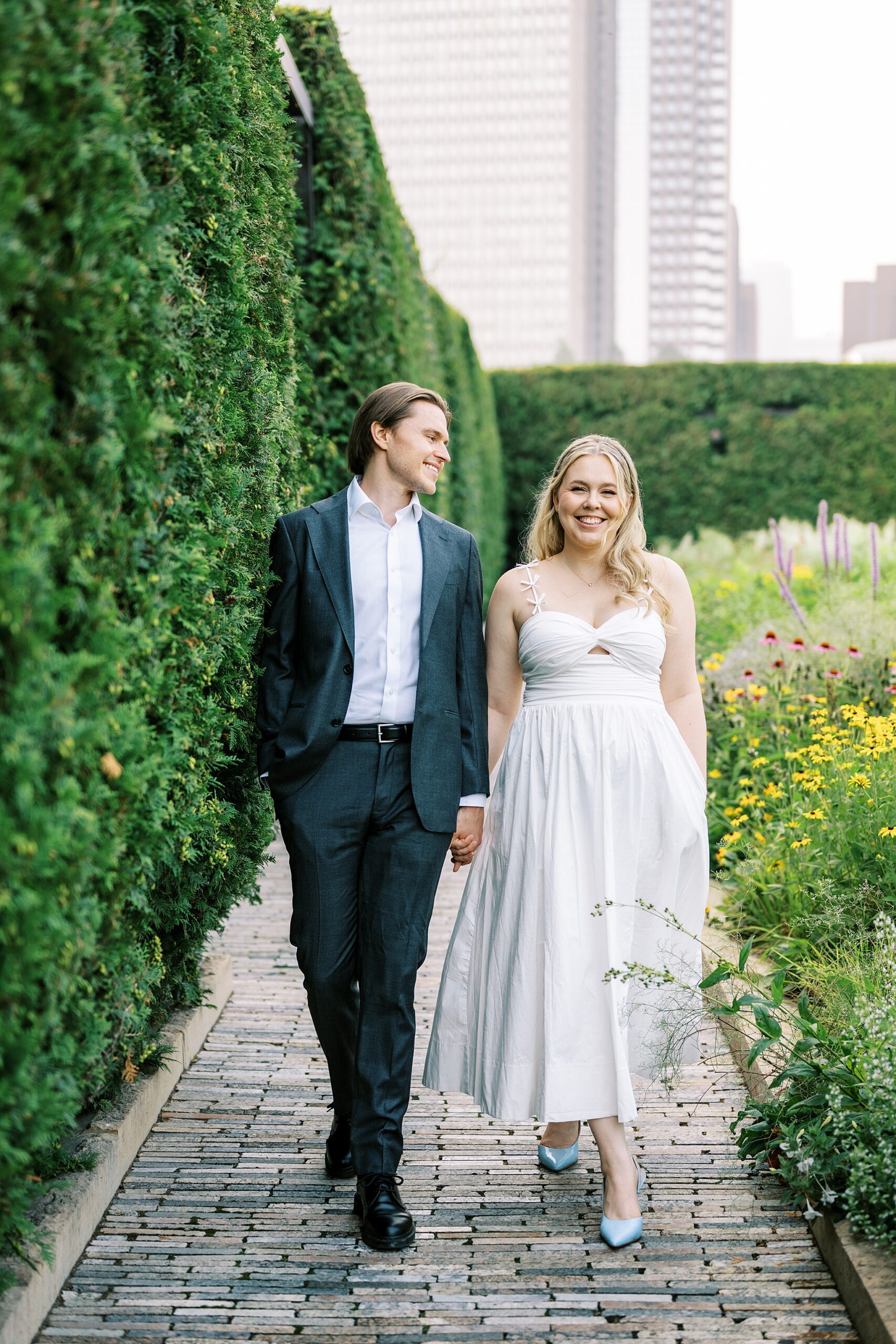 Summer engagement photos at The Art Institute in Chicago with Chicago wedding photographer Kim Ritchie Photography.