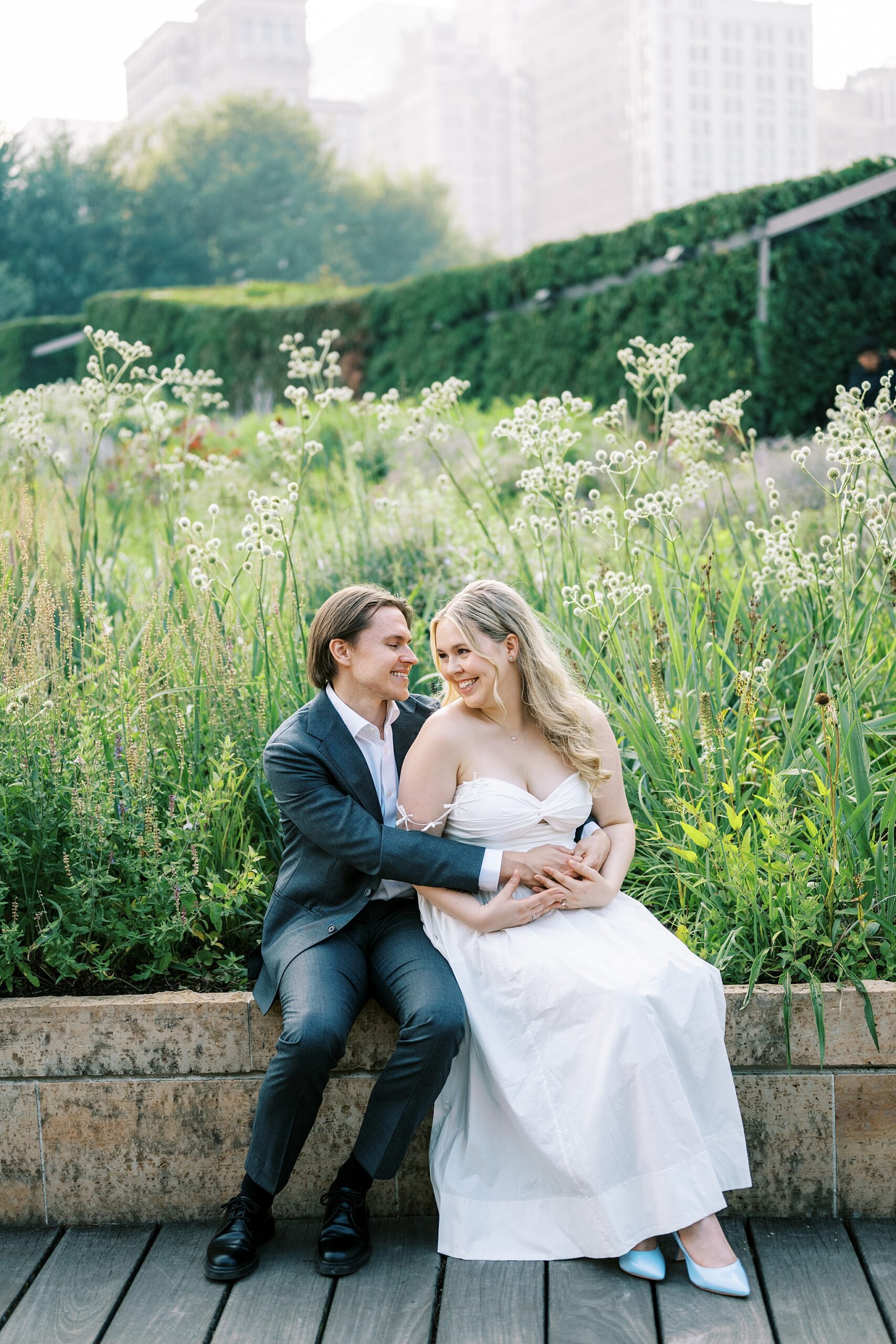 Summer engagement photos at The Art Institute in Chicago with Chicago wedding photographer Kim Ritchie Photography.