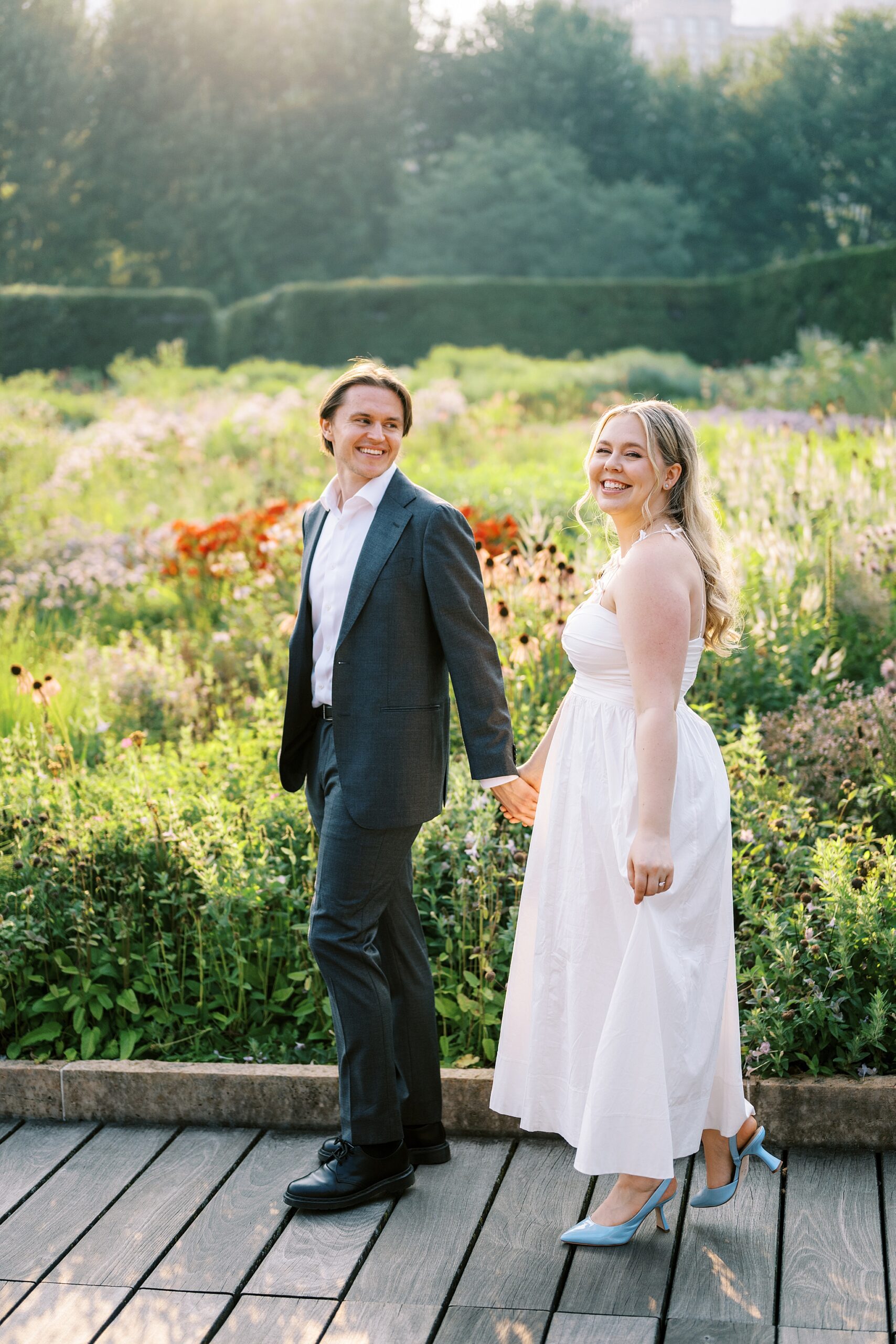 Summer engagement photos at The Art Institute in Chicago with Chicago wedding photographer Kim Ritchie Photography.