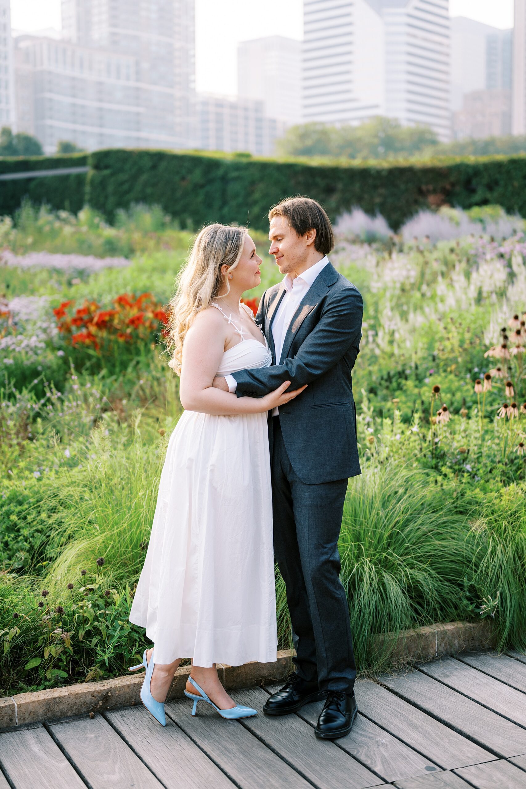 Summer engagement photos at The Art Institute in Chicago with Chicago wedding photographer Kim Ritchie Photography.