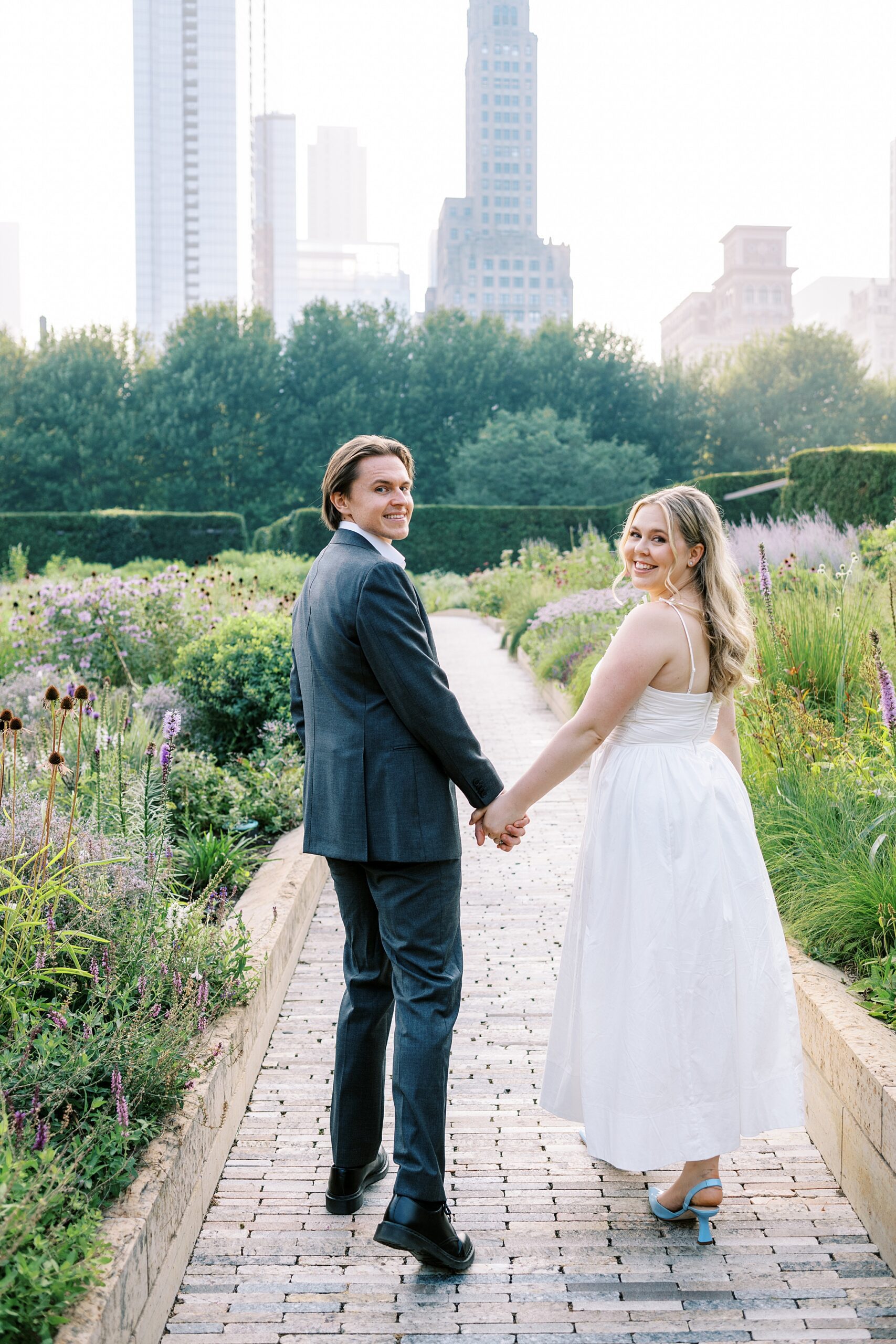 Summer engagement photos at The Art Institute in Chicago with Chicago wedding photographer Kim Ritchie Photography.