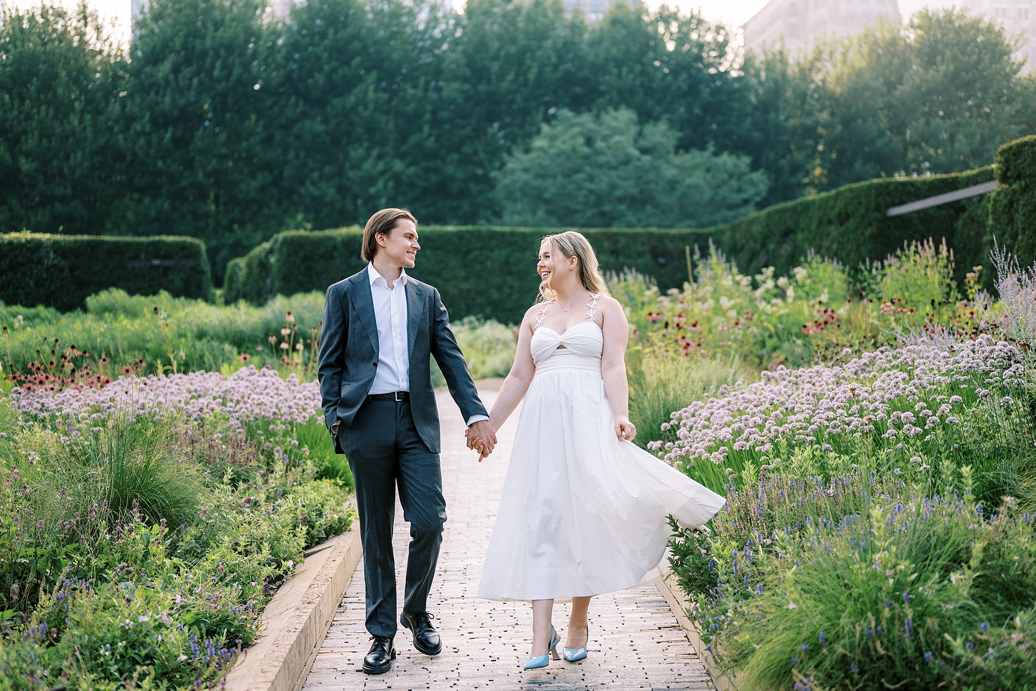 Summer engagement photos at The Art Institute in Chicago with Chicago wedding photographer Kim Ritchie Photography.