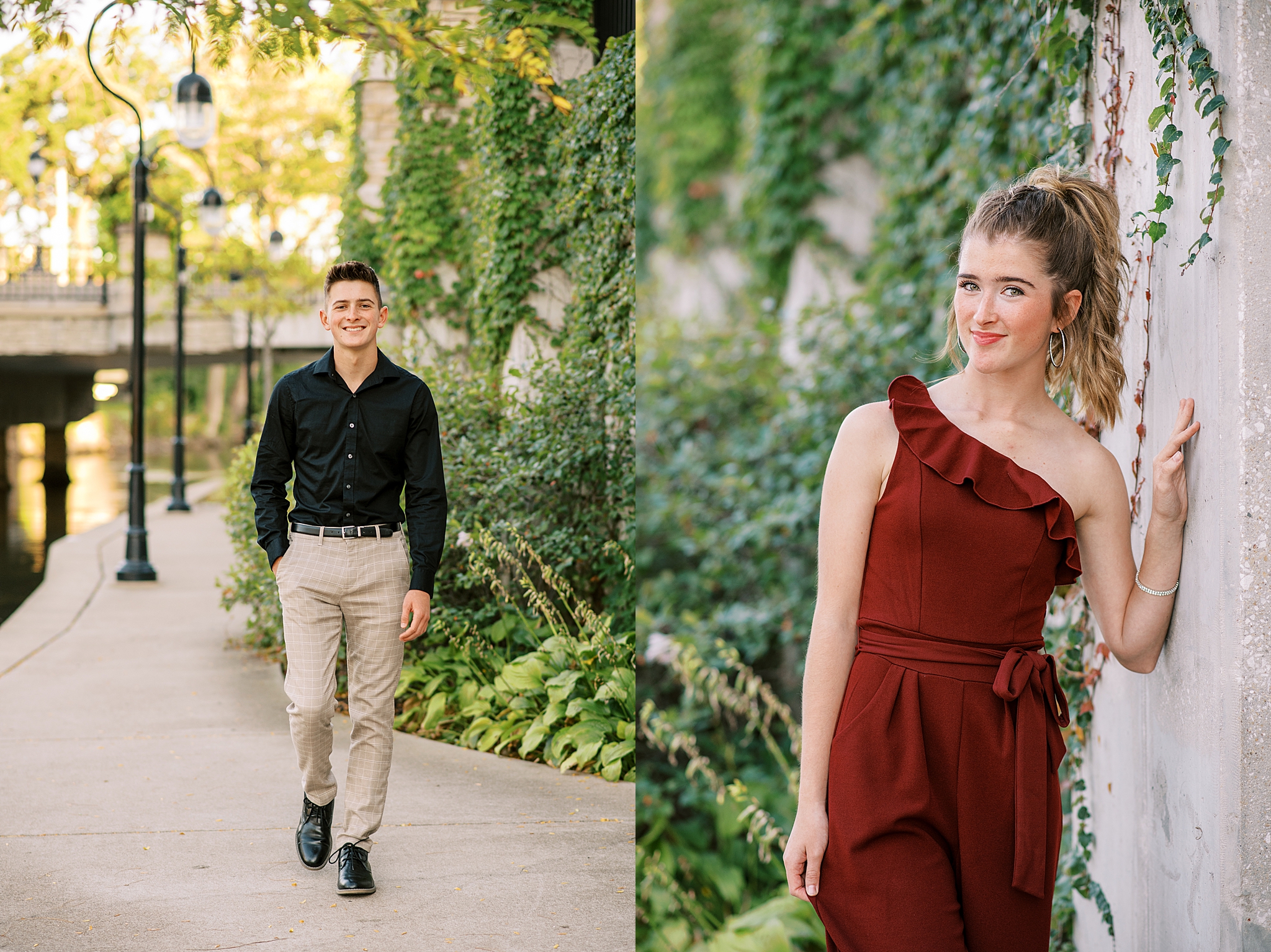 Senior photos in downtown Naperville, Illinois. Summer & fall senior portrait locations in the west suburbs – Kim Ritchie is a Chicago senior photographer serving the west suburbs.