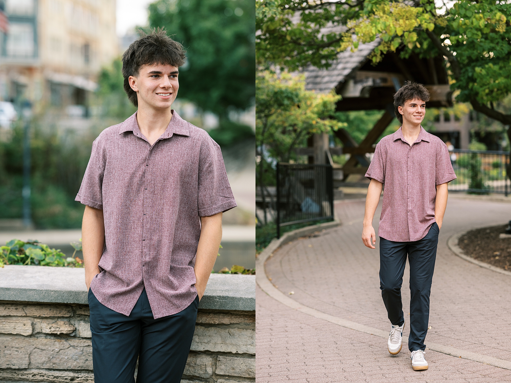 Senior photos in downtown Naperville, Illinois. Summer & fall senior portrait locations in the west suburbs – Kim Ritchie is a Chicago senior photographer serving the west suburbs.