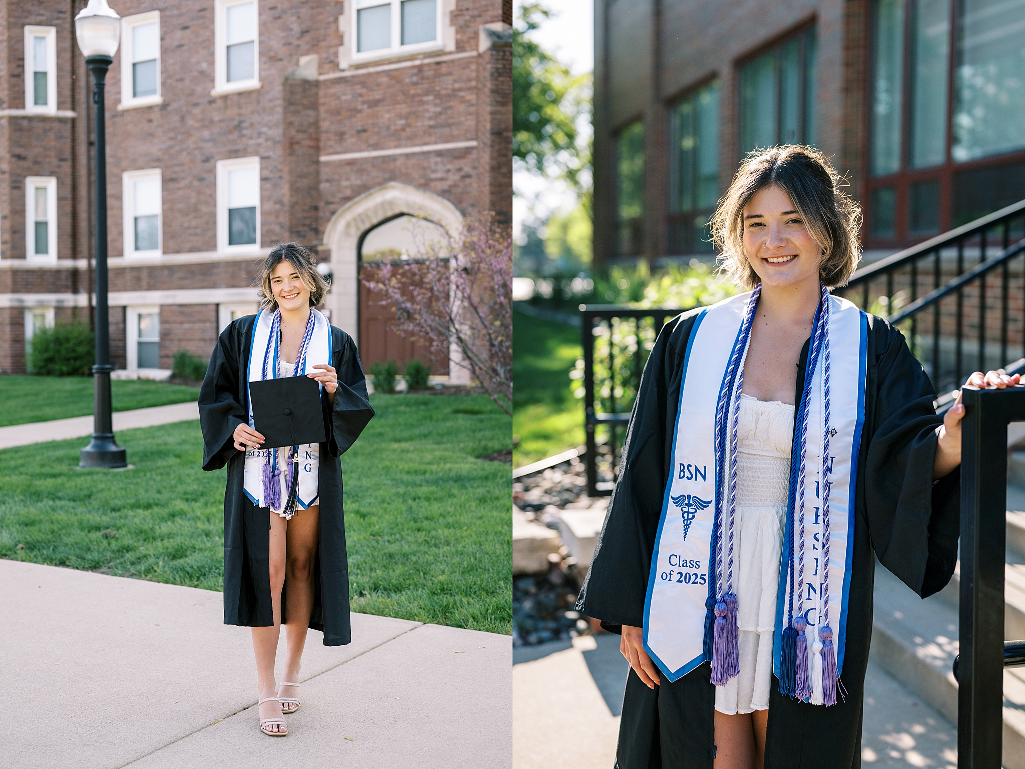 Aurora University college graduation portraits | College cap and gown portraits at Aurora University by Chicago senior photographer Kim Ritchie Photography.