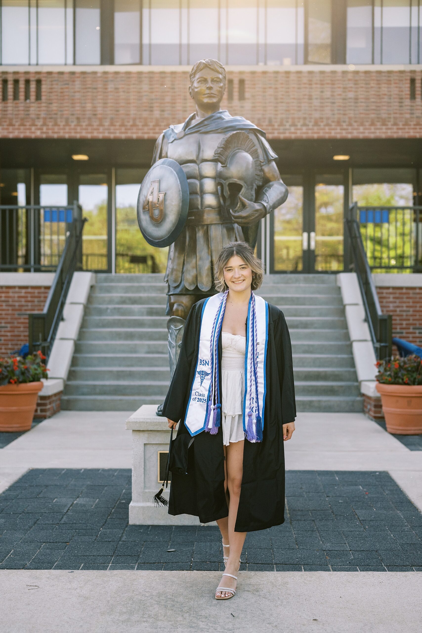 Aurora University college graduation portraits | College cap and gown portraits at Aurora University by Chicago senior photographer Kim Ritchie Photography.