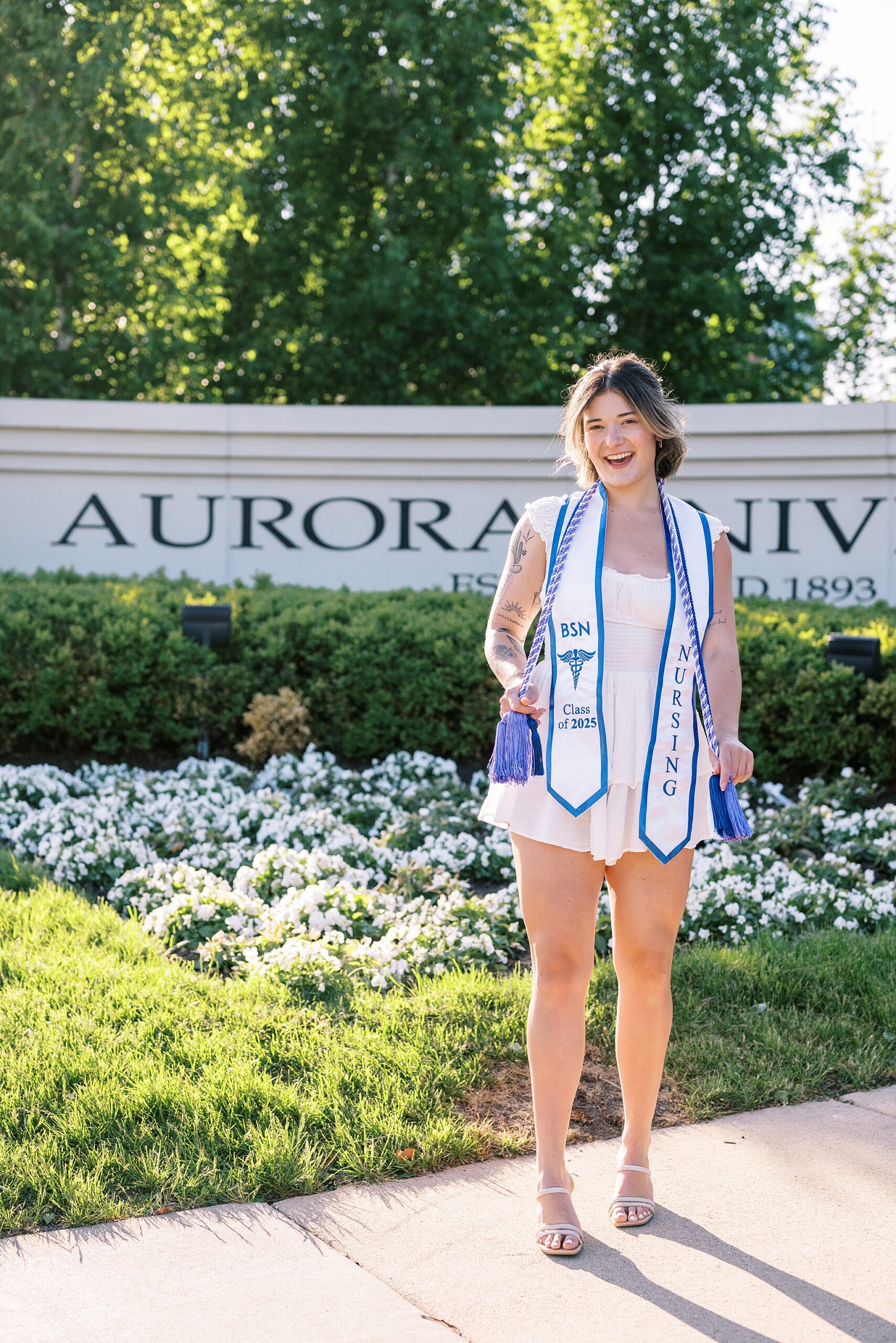 Aurora University college graduation portraits | College cap and gown portraits at Aurora University by Chicago senior photographer Kim Ritchie Photography.