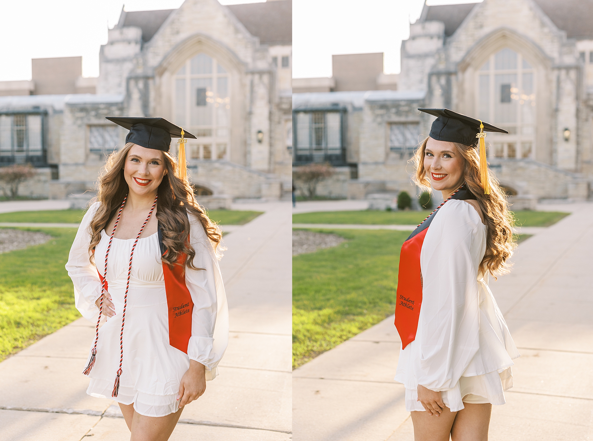 Northern Illinois University college graduation portraits | College cap and gown portraits at Northern Illinois University by Chicago senior photographer Kim Ritchie Photography.