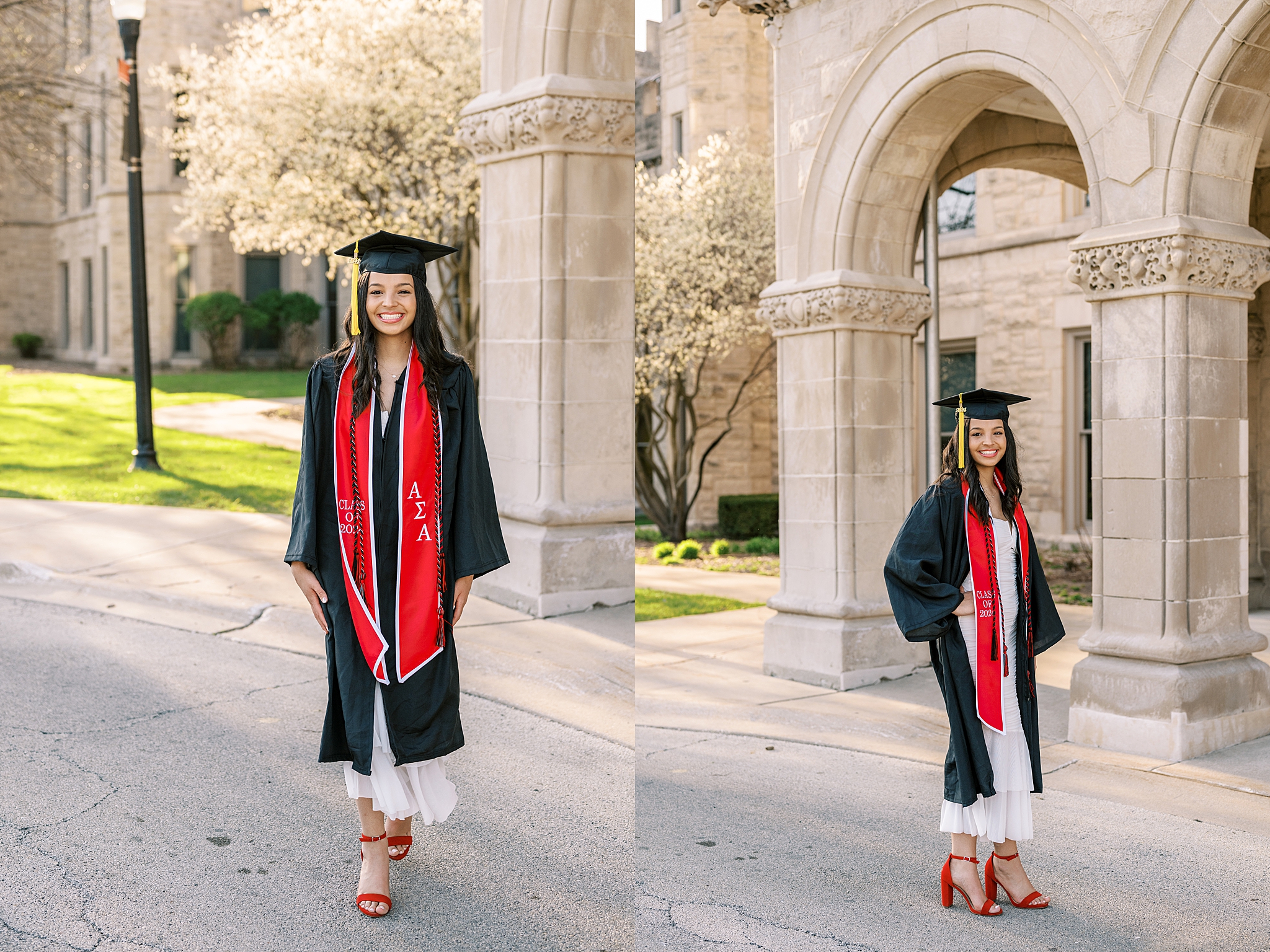 Northern Illinois University college graduation portraits | College cap and gown portraits at Northern Illinois University by Chicago senior photographer Kim Ritchie Photography.