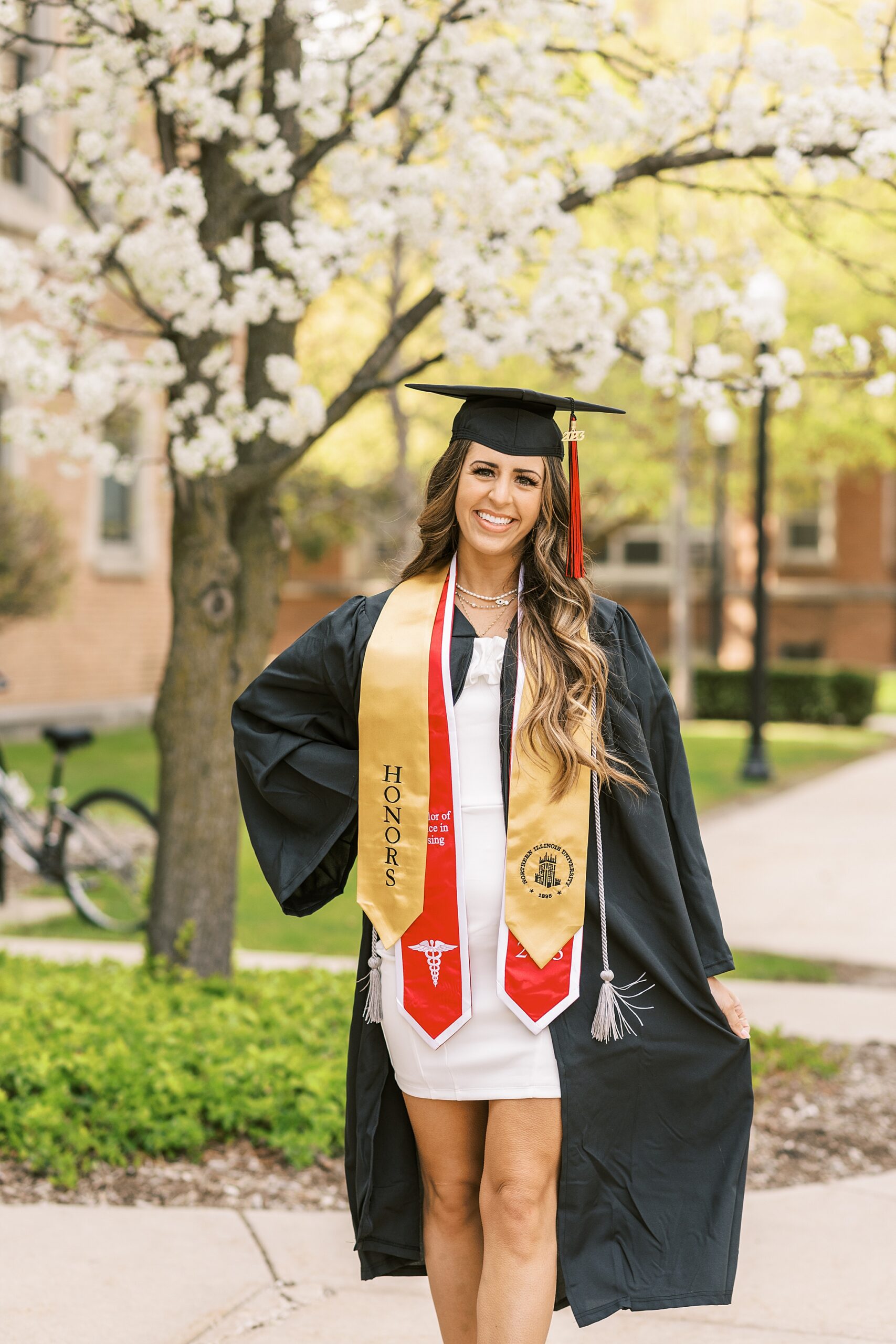 Northern Illinois University college graduation portraits | College cap and gown portraits at Northern Illinois University by Chicago senior photographer Kim Ritchie Photography.