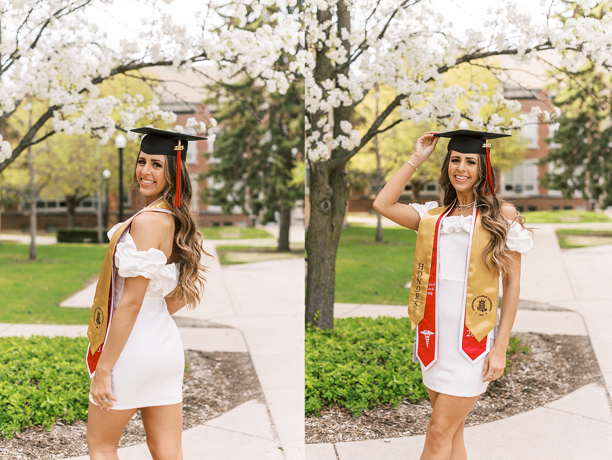 Northern Illinois University college graduation portraits | College cap and gown portraits at Northern Illinois University by Chicago senior photographer Kim Ritchie Photography.