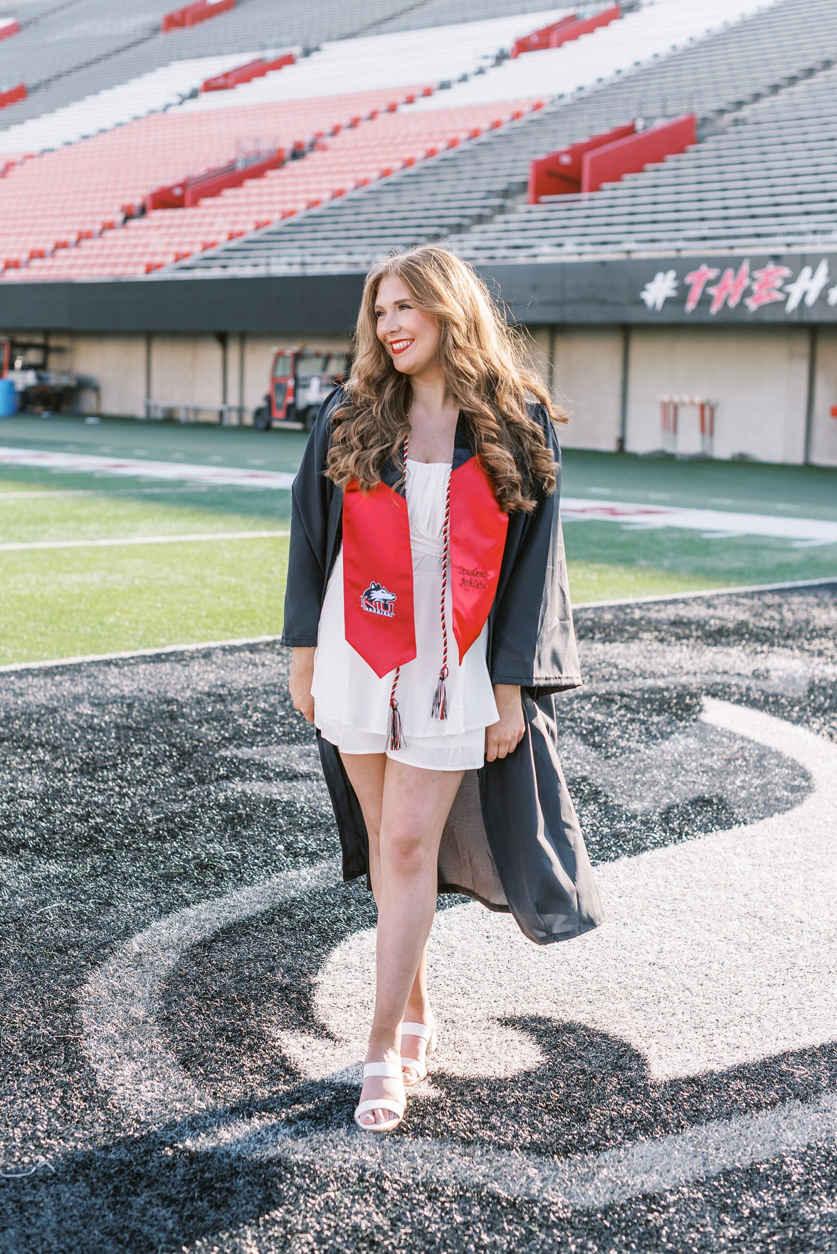 Northern Illinois University college graduation portraits | College cap and gown portraits at Northern Illinois University by Chicago senior photographer Kim Ritchie Photography.