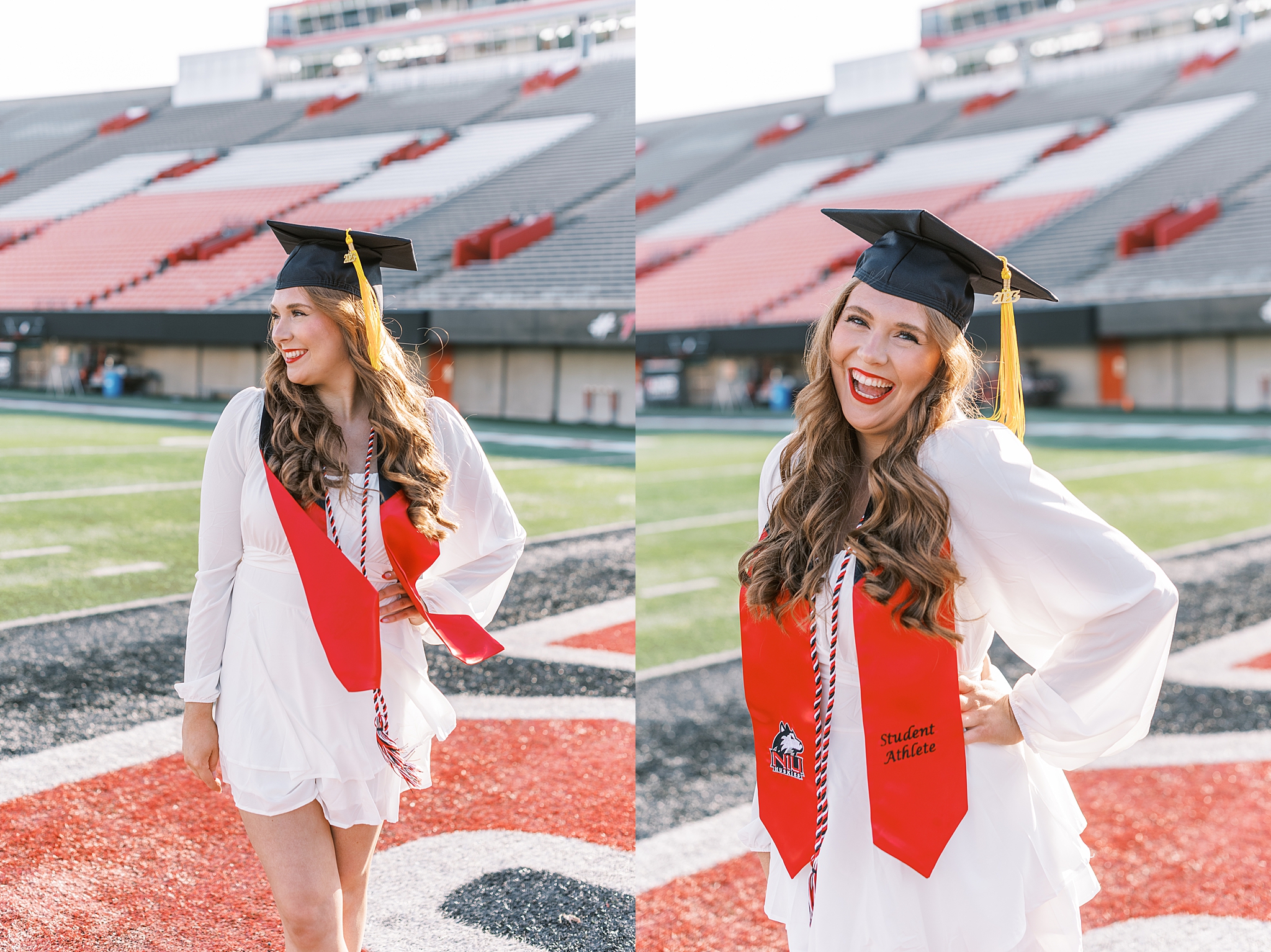 Northern Illinois University college graduation portraits | College cap and gown portraits at Northern Illinois University by Chicago senior photographer Kim Ritchie Photography.
