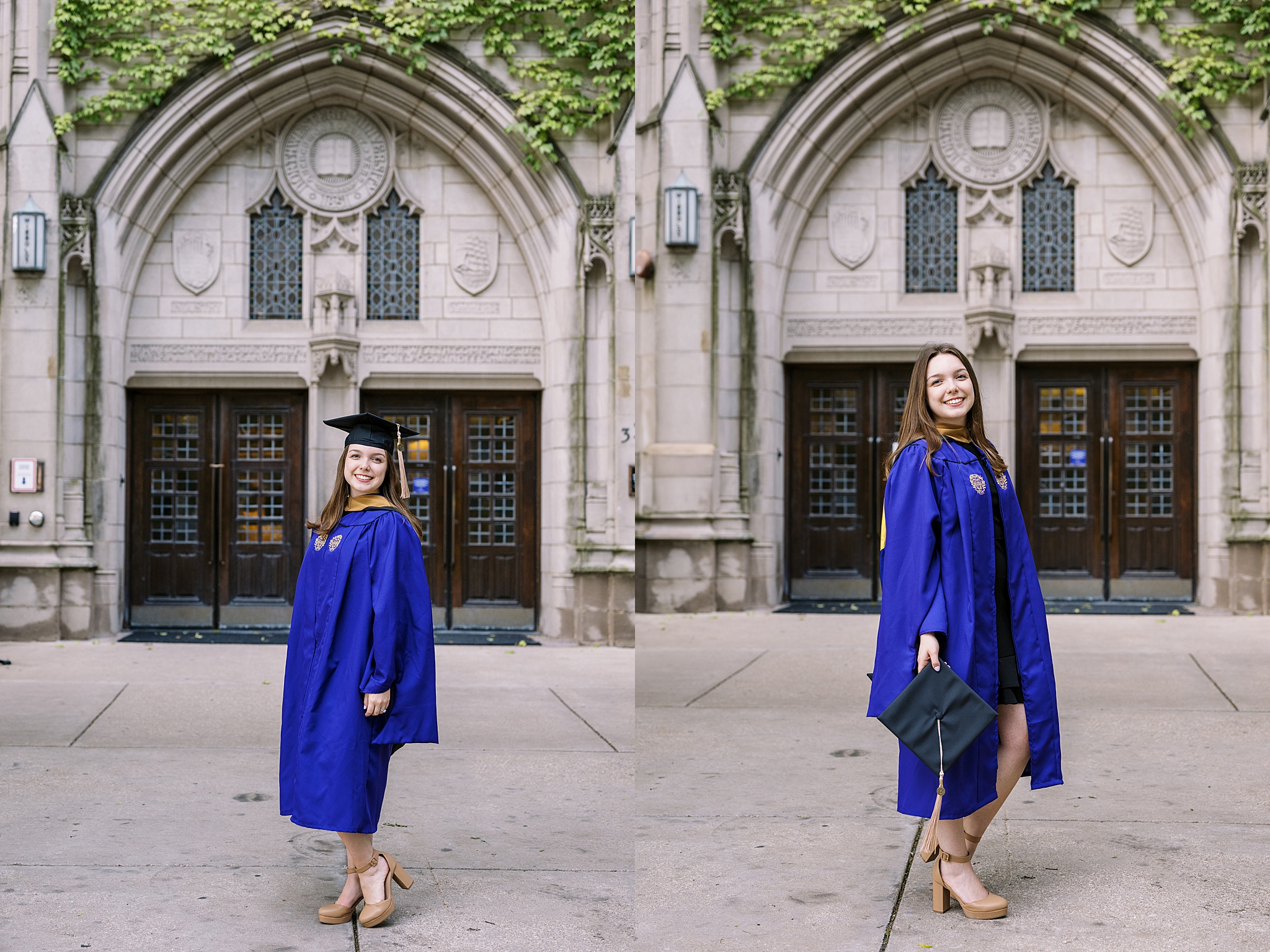 Northwestern University college graduation portraits | College cap and gown portraits at Northwestern University by Chicago senior photographer Kim Ritchie Photography.