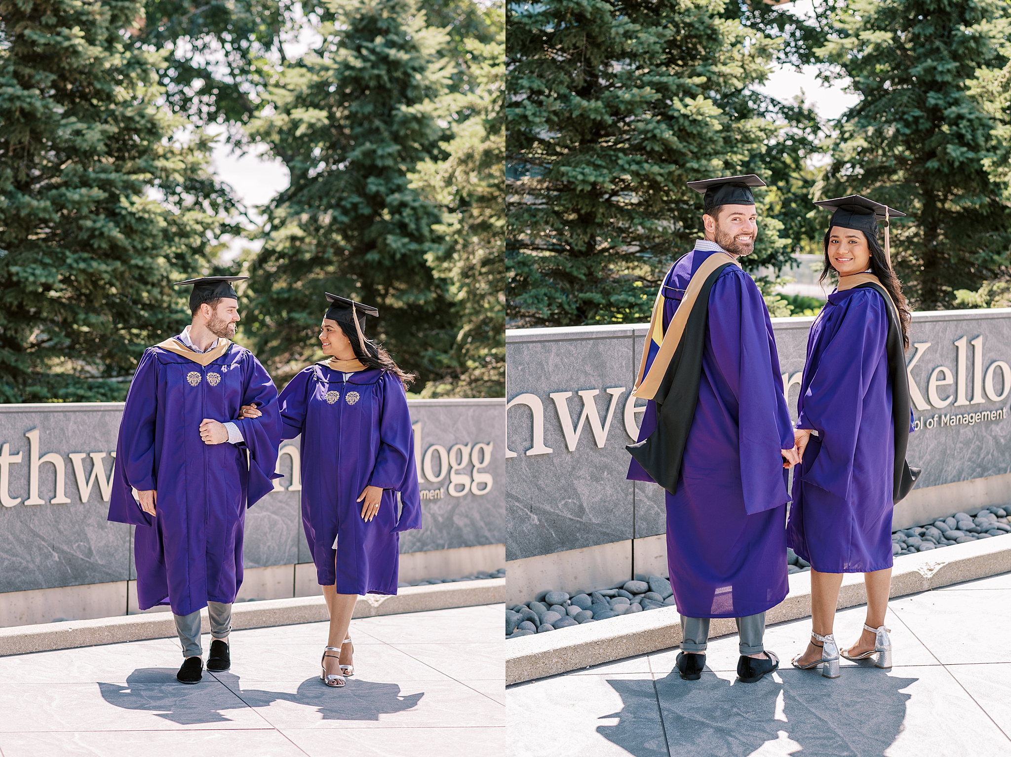 Kellogg School of Management at Northwestern college graduation portraits | College cap and gown portraits at Kellogg School of Management by Chicago senior photographer Kim Ritchie Photography.