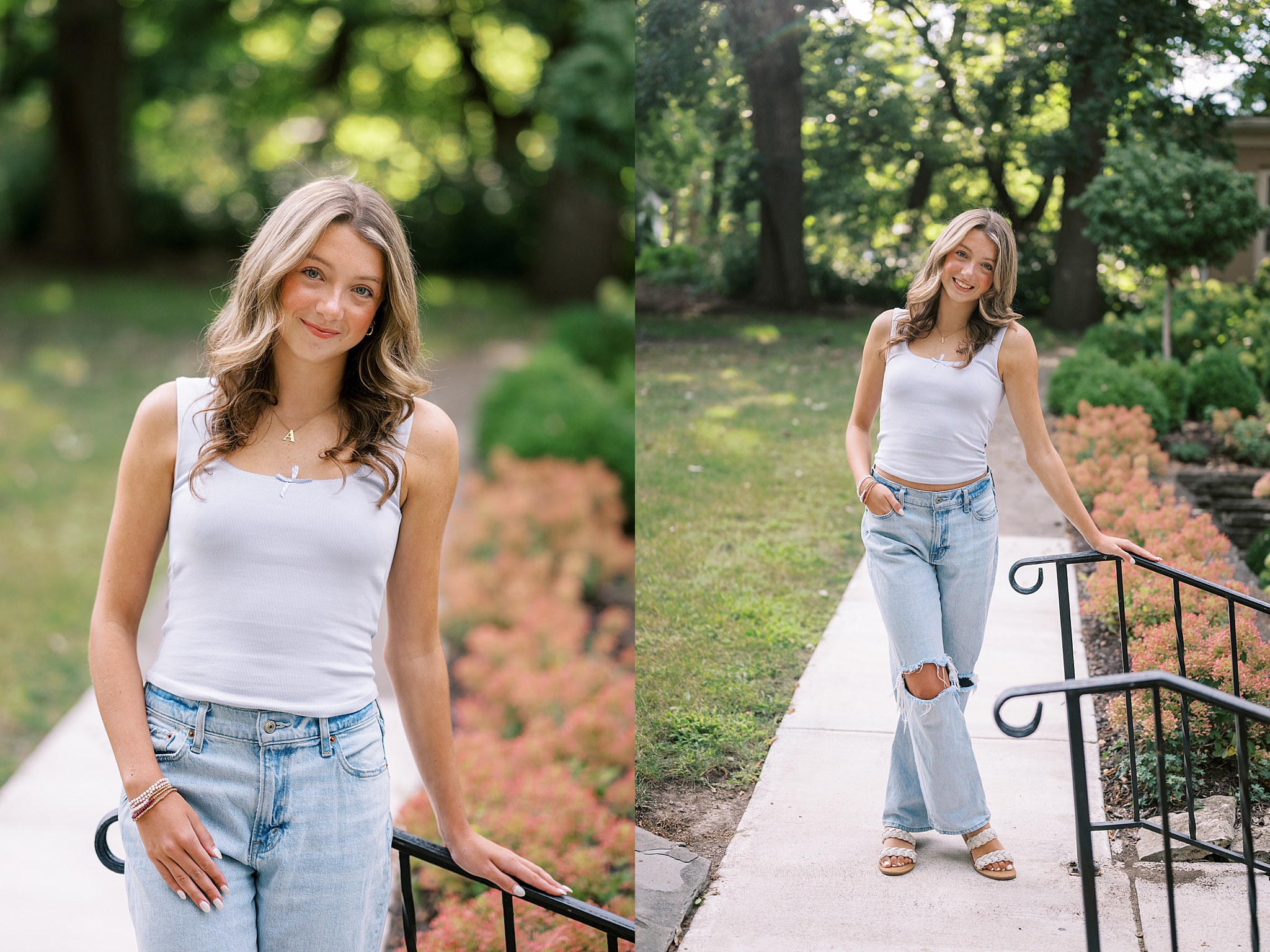 Fall senior portraits in Downtown Geneva and LeRoy Oakes Forest Preserve in St. Charles, Illinois with Kim Ritchie Photography.
