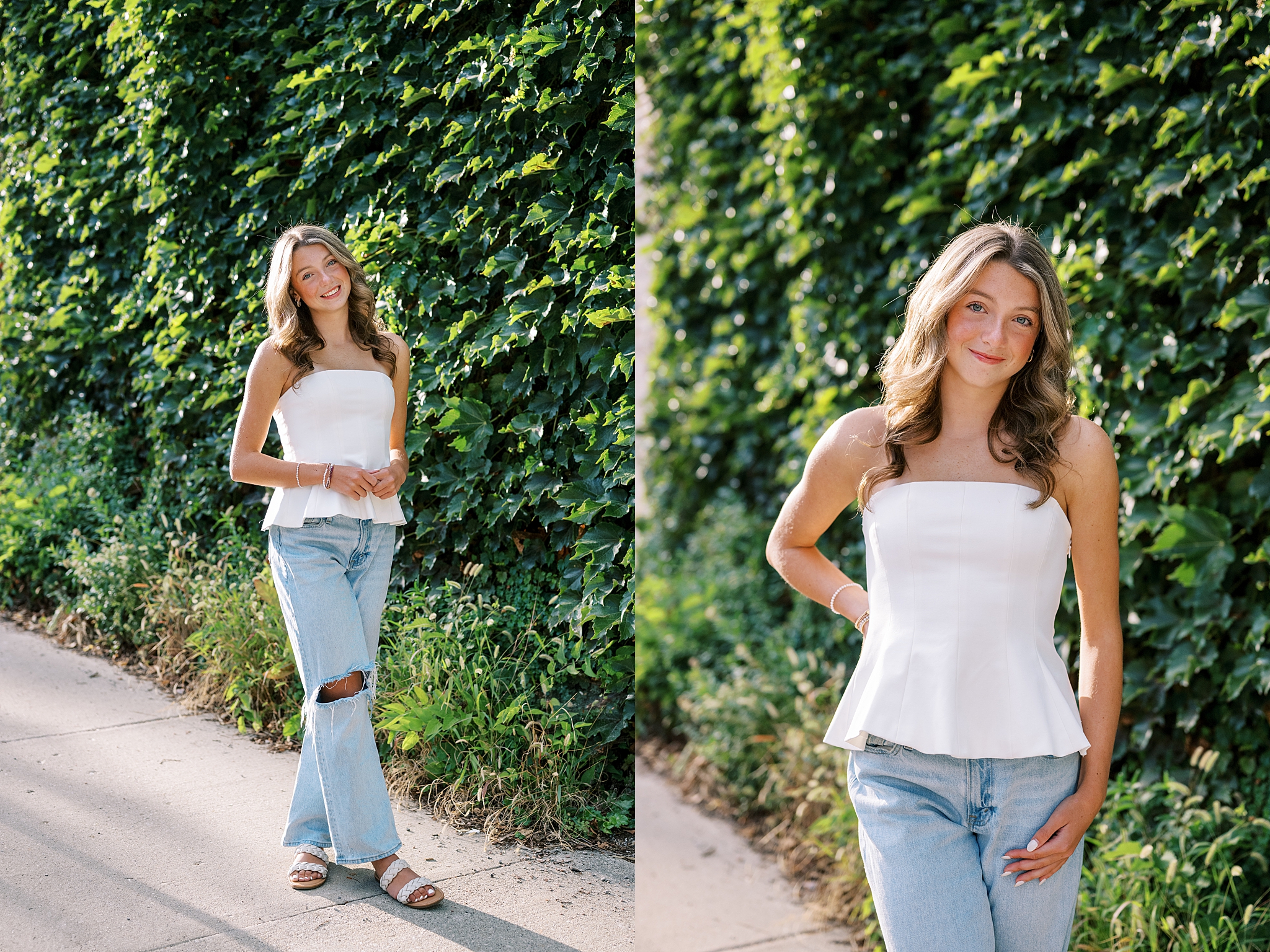 Fall senior portraits in Downtown Geneva and LeRoy Oakes Forest Preserve in St. Charles, Illinois with Kim Ritchie Photography.