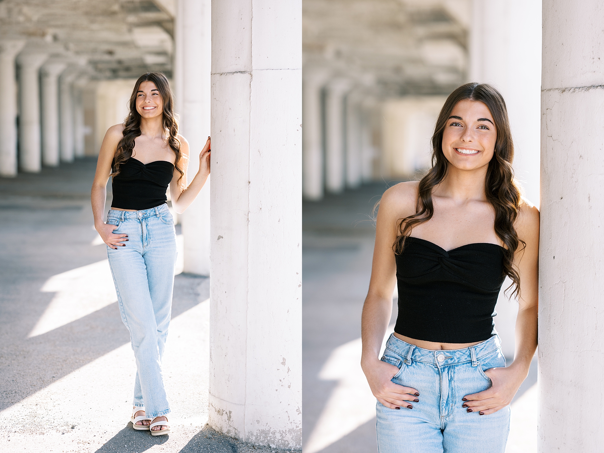 Late summer senior portraits in Downtown Aurora, Illinois with Chicago suburbs senior photographer Kim Ritchie Photography.
