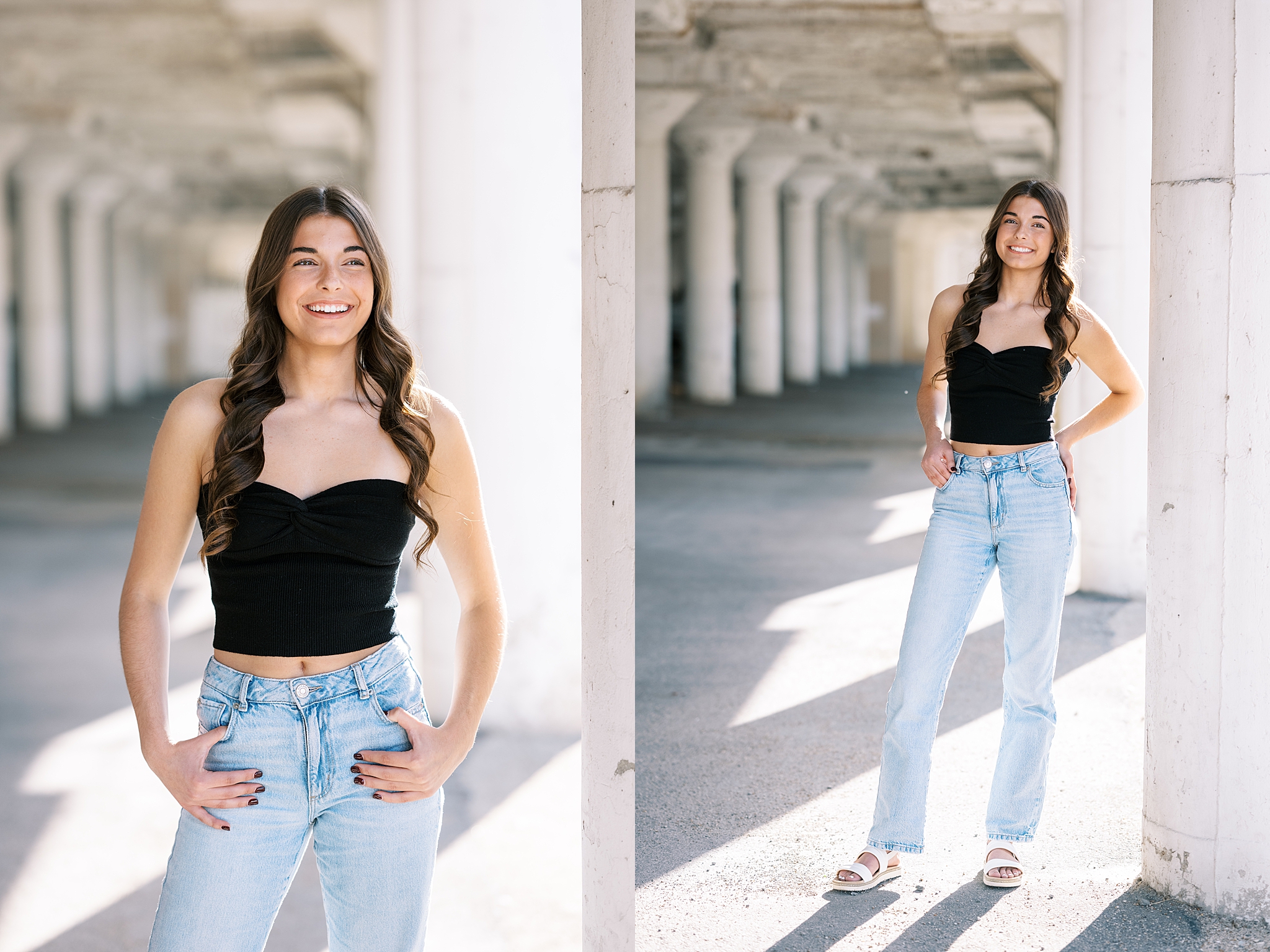Late summer senior portraits in Downtown Aurora, Illinois with Chicago suburbs senior photographer Kim Ritchie Photography.