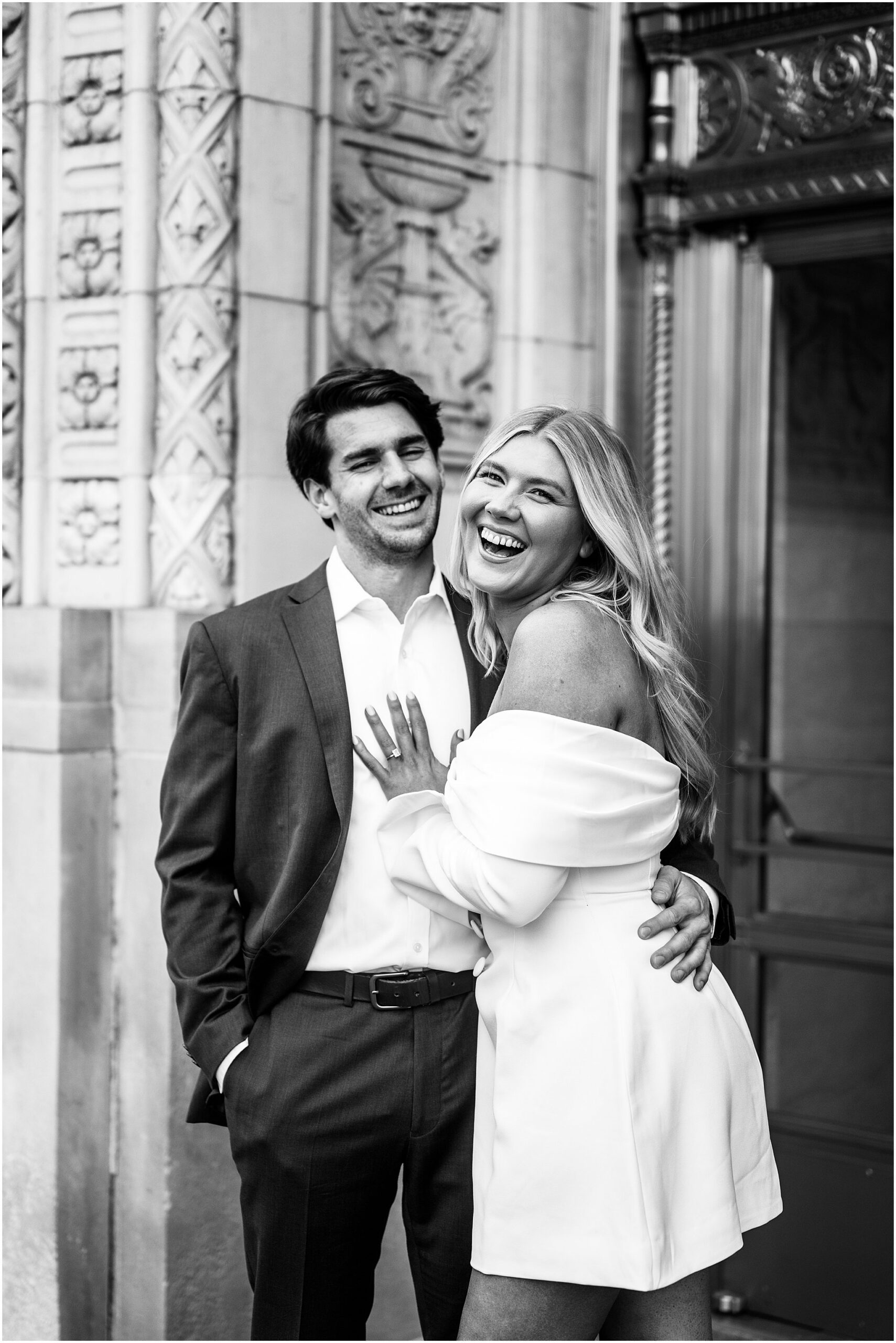Chicago summer engagement photos at The Wrigley Building & North Avenue Beach with Chicago wedding photographer Kim Ritchie Photography.