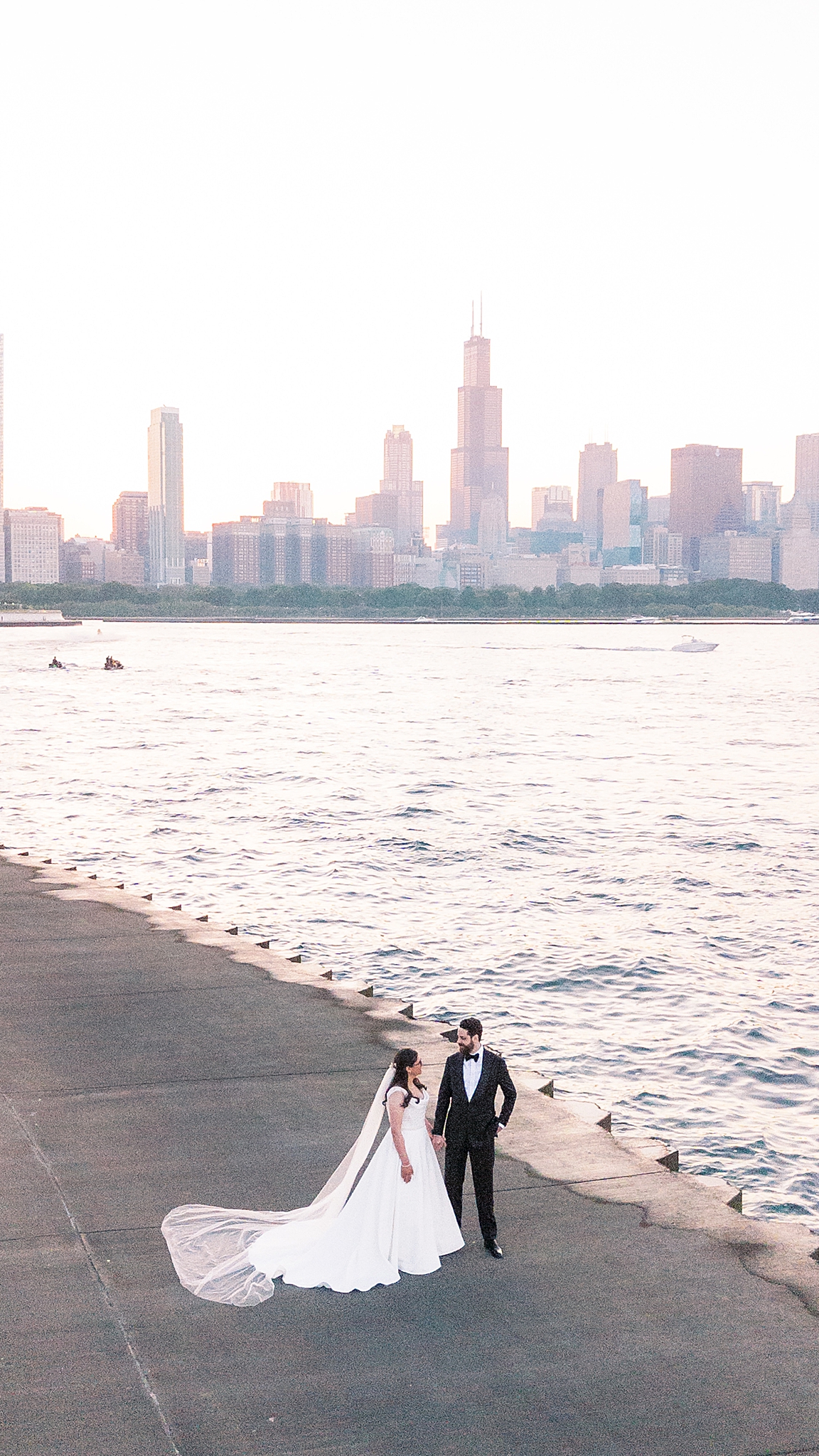 Chicago Museum Campus wedding portraits in Chicago, Illinois with Chicago wedding and portrait photographer Kim Ritchie Photography.