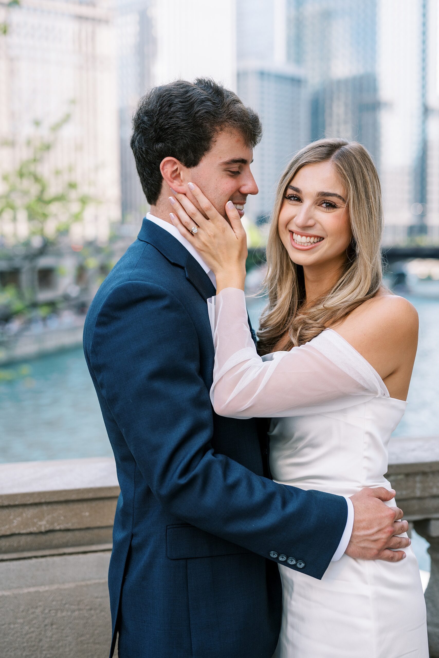 Summer engagement photos at the Wrigley Building & North Avenue Beach with Chicago wedding photographer Kim Ritchie Photography.